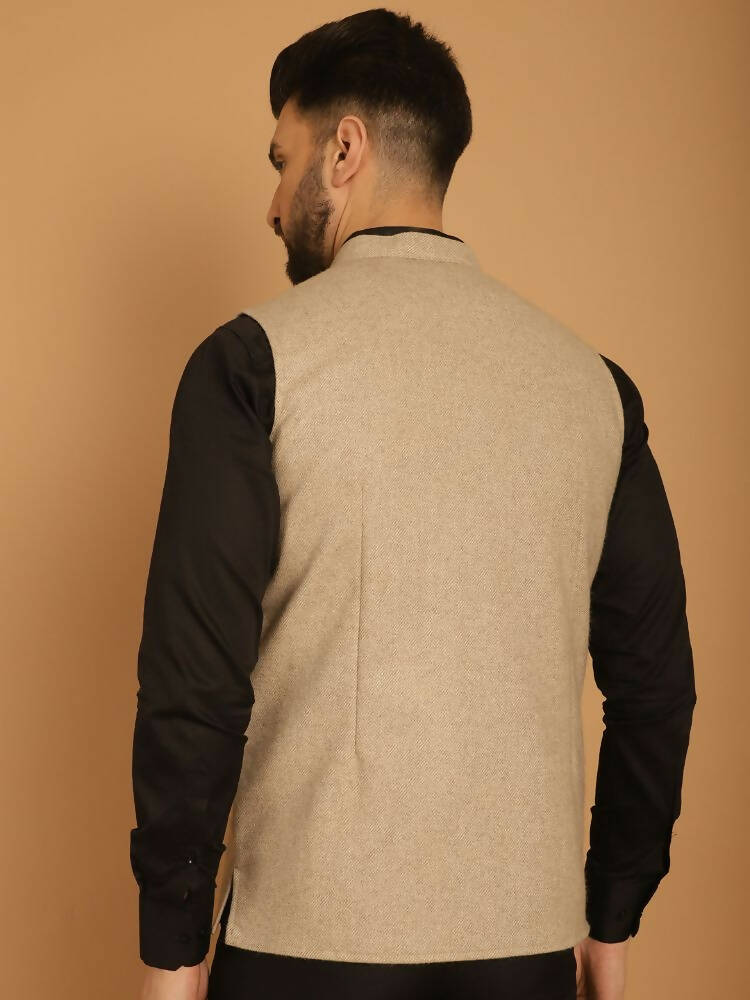 Even Apparels Pure Wool Nehru Jacket - Off White 