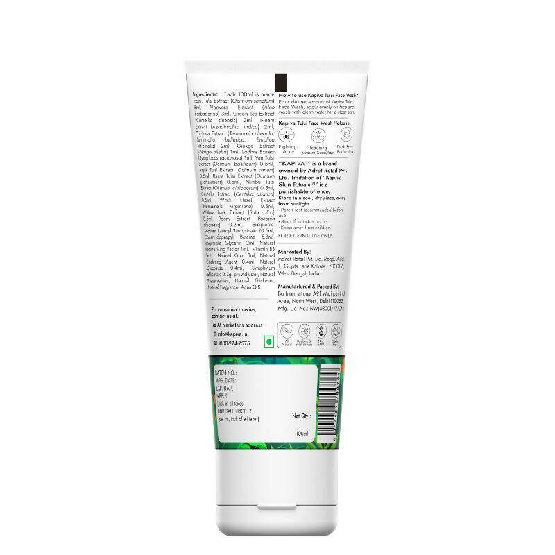 Kapiva Ayurveda Skin Rituals Acne Control Tulsi Face Wash - Grab2buy