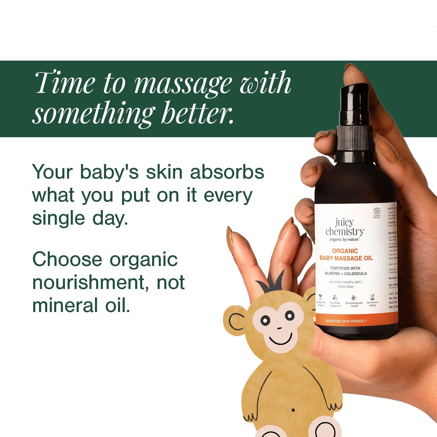Organic Baby Massage Oil Fortified with Almond + Calendula 
