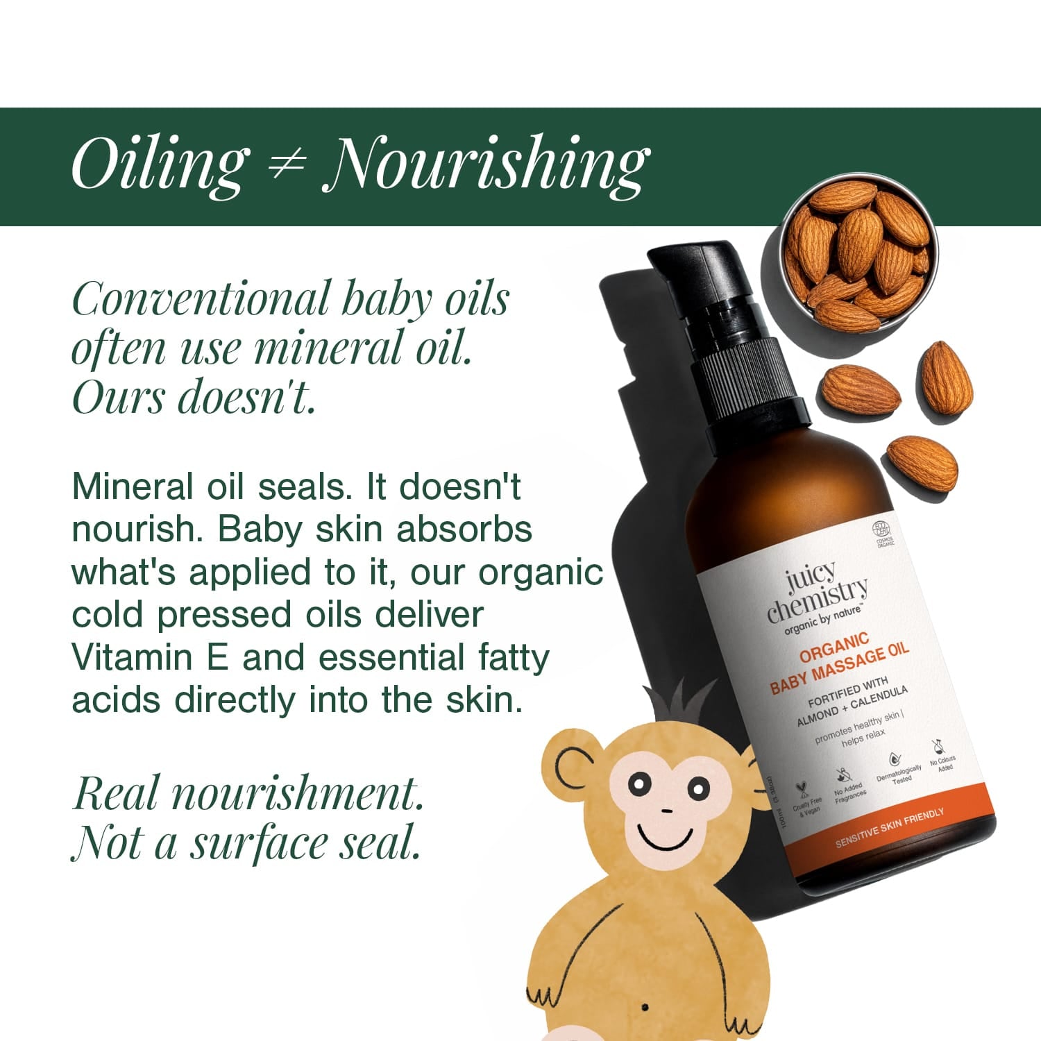 Organic Baby Massage Oil Fortified with Almond + Calendula 