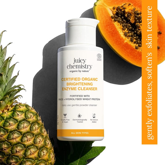 Certified Organic Brightening Enzyme Cleanser Fortified with Rice + Hydrolysed Wheat Protein 