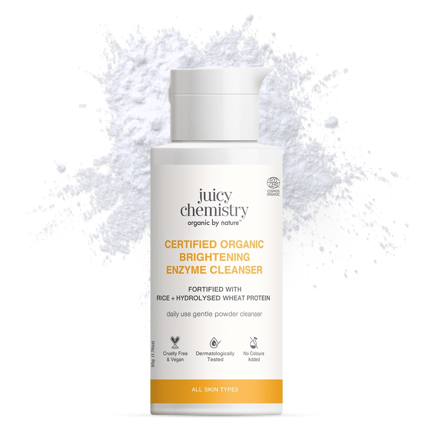 Certified Organic Brightening Enzyme Cleanser Fortified with Rice + Hydrolysed Wheat Protein 