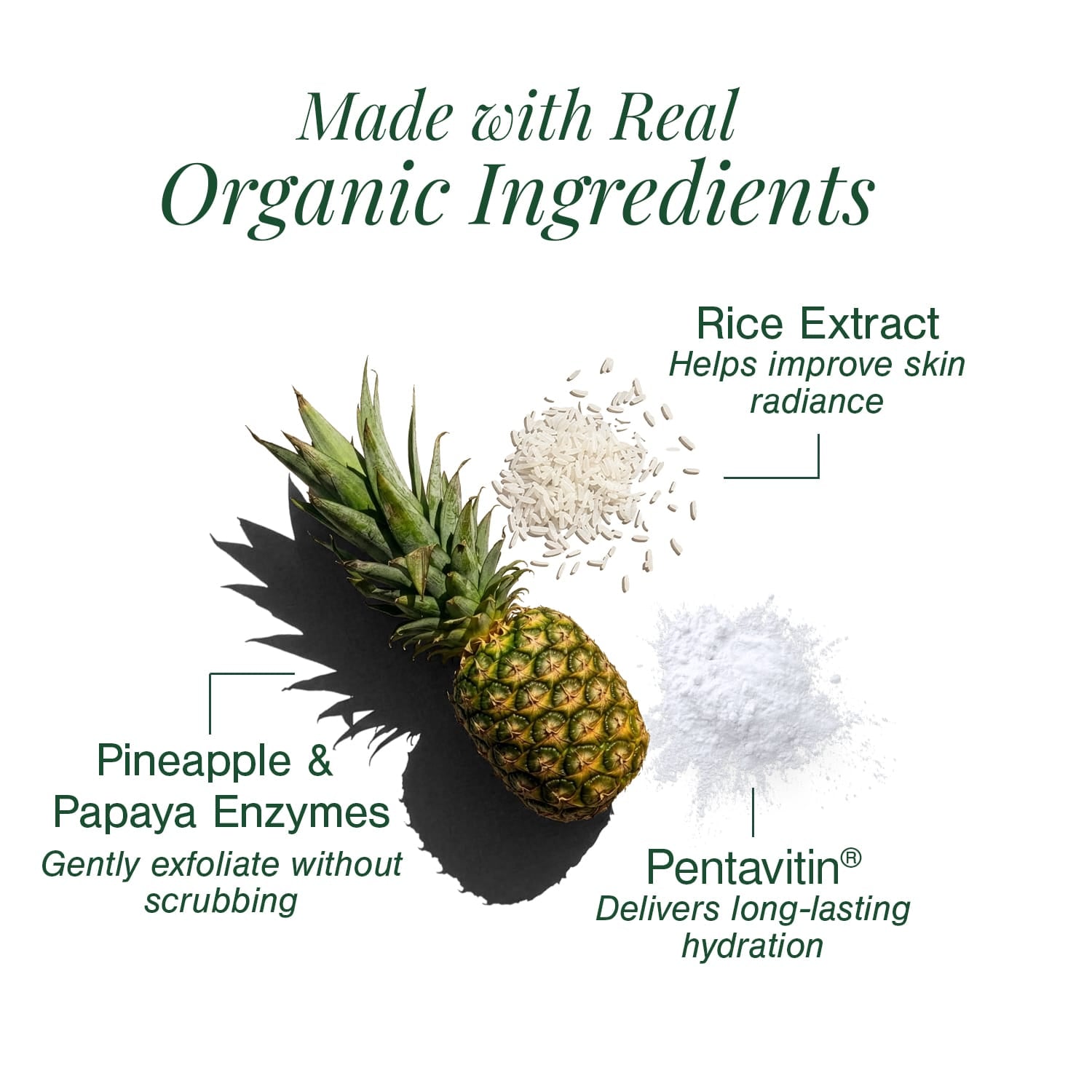 Certified Organic Brightening Enzyme Cleanser Fortified with Rice + Hydrolysed Wheat Protein 