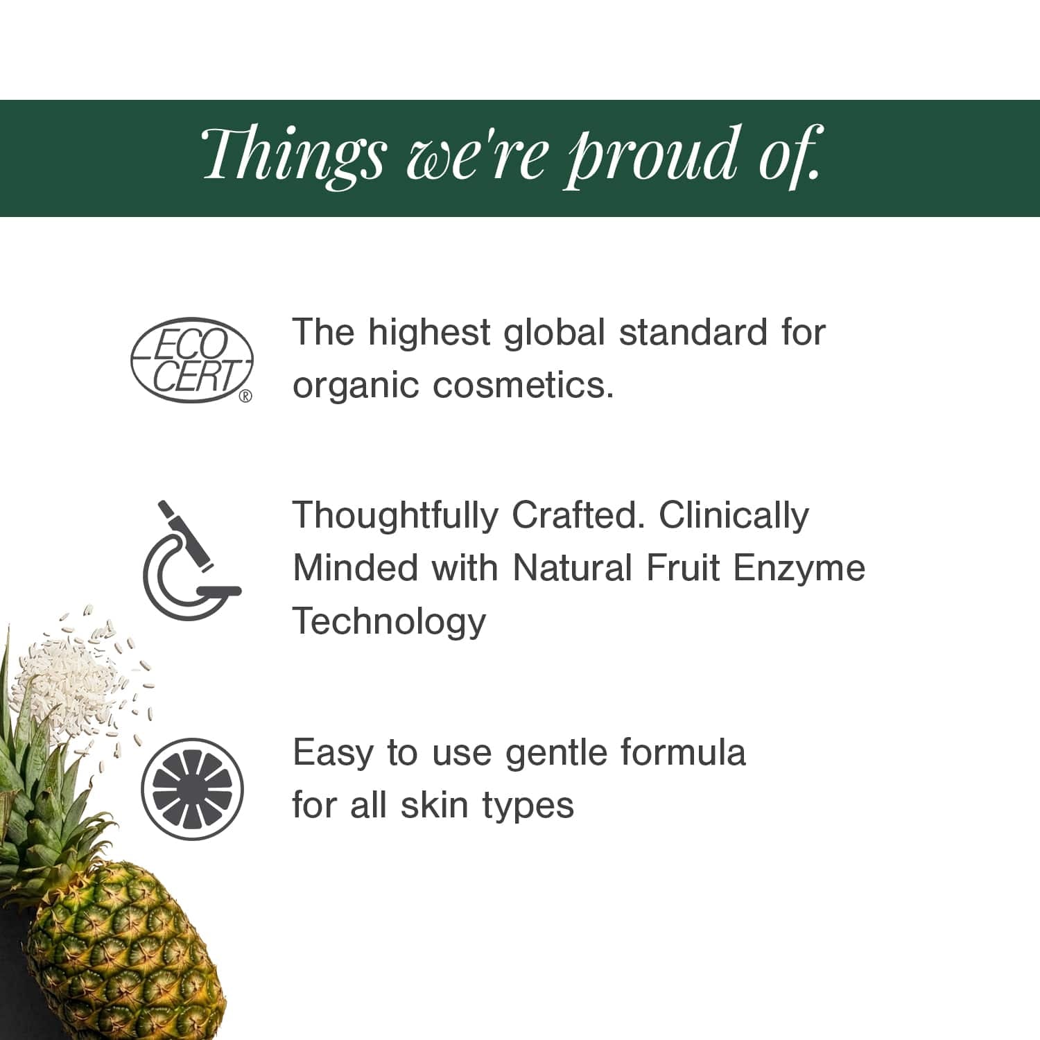 Certified Organic Brightening Enzyme Cleanser Fortified with Rice + Hydrolysed Wheat Protein 