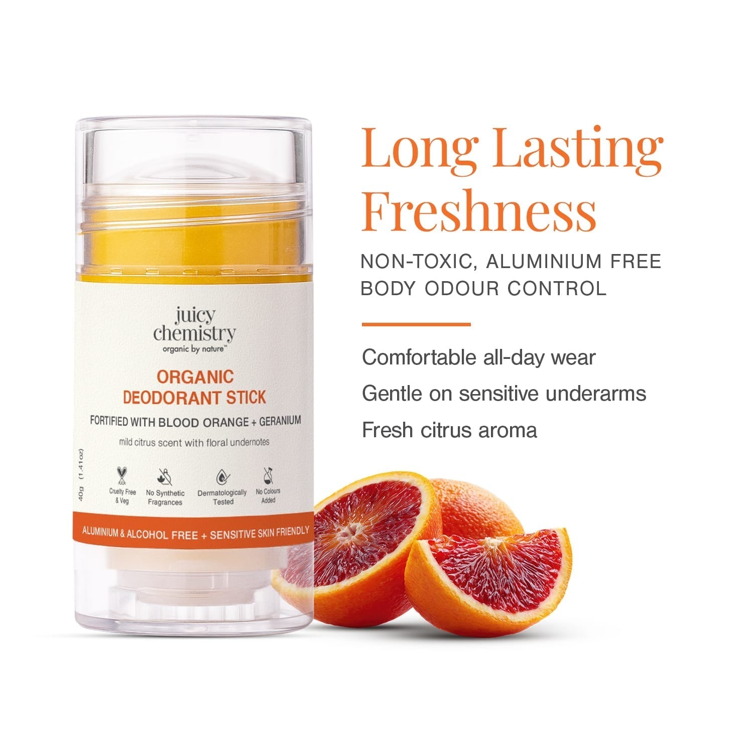 Organic Deodorant Fortified with Blood Orange + Geranium 