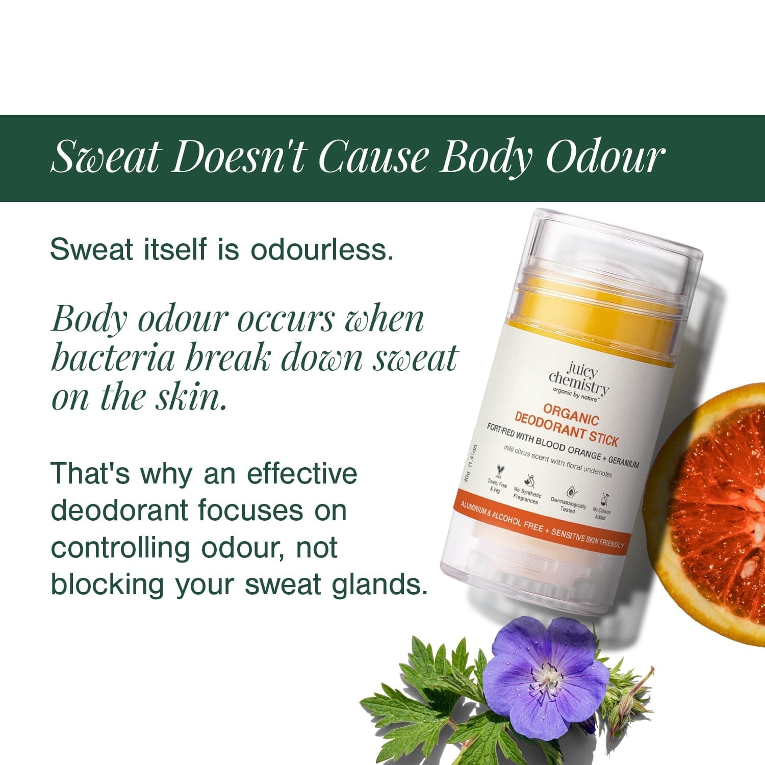 Organic Deodorant Fortified with Blood Orange + Geranium 