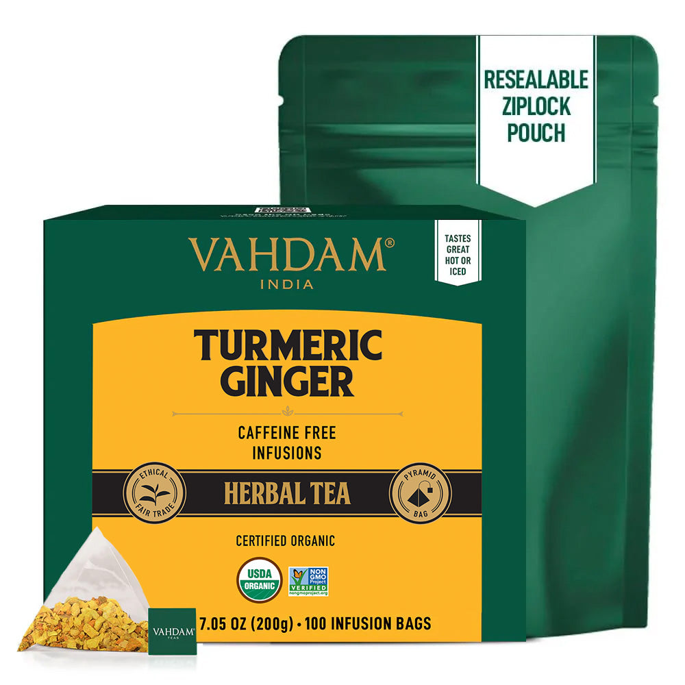 Turmeric Ginger Herbal Tea Tisane, 100 Count 