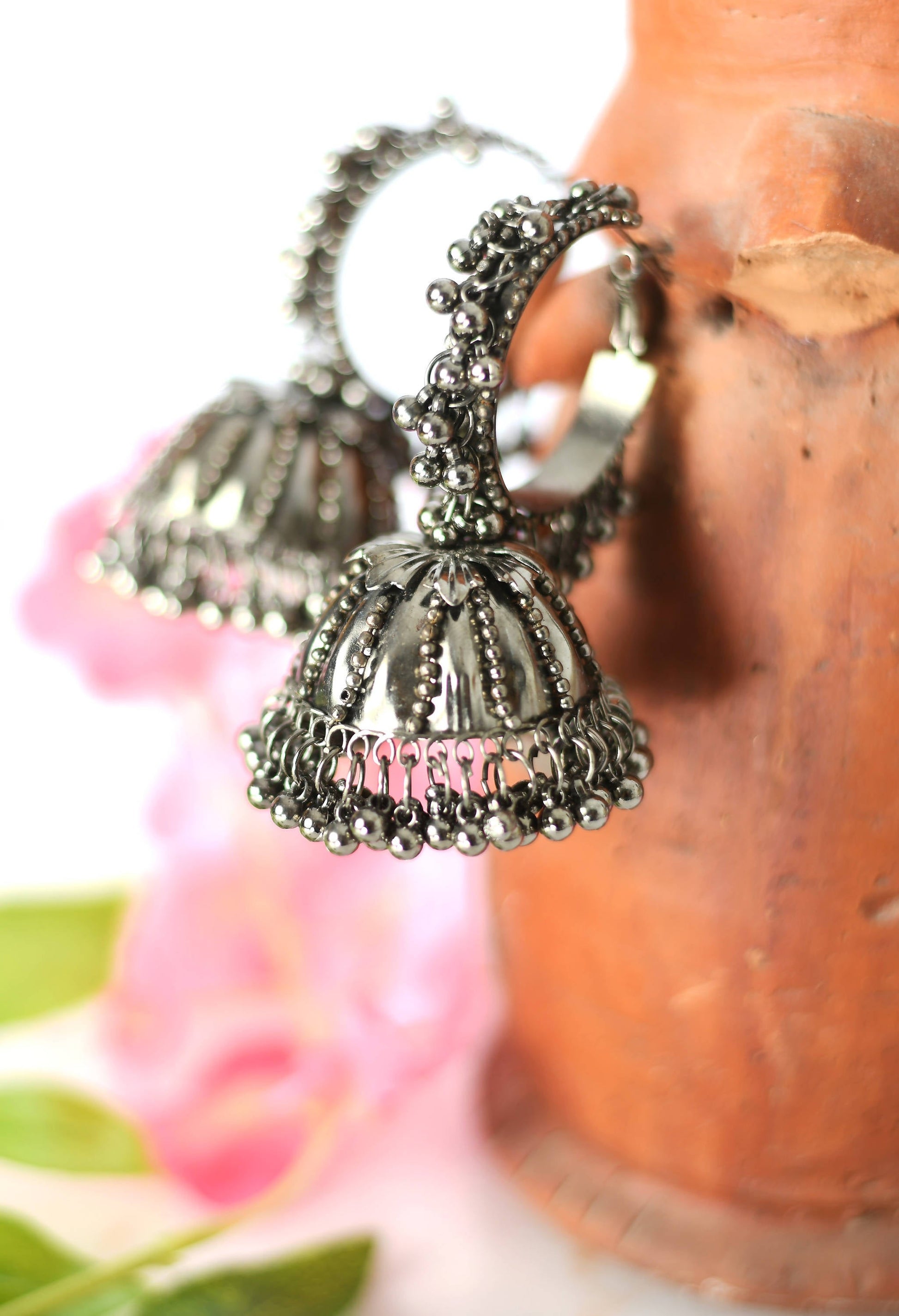 Mominos Fashion Johar Kamal Oxidised Black-Plated With Ghungroo Jhumkas - Grab2buy