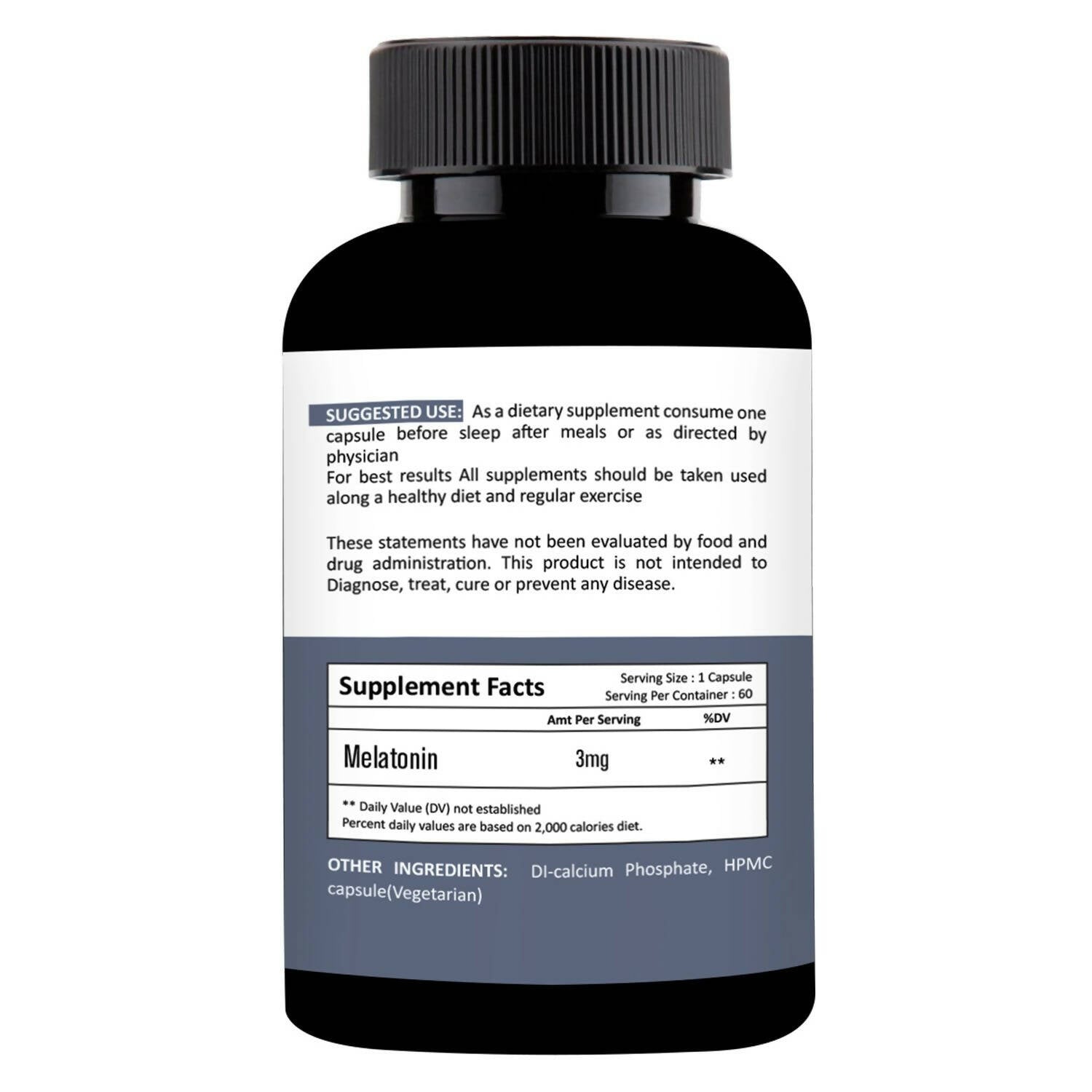 Nutracology Melatonin 3 mg Sleep Aid and Stress Relax Sleeping Aid Capsules - Grab2buy