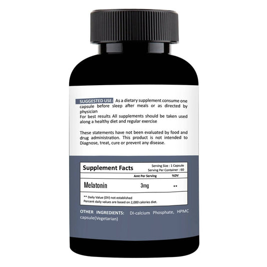 Nutracology Melatonin 3 mg Sleep Aid and Stress Relax Sleeping Aid Capsules - Grab2buy
