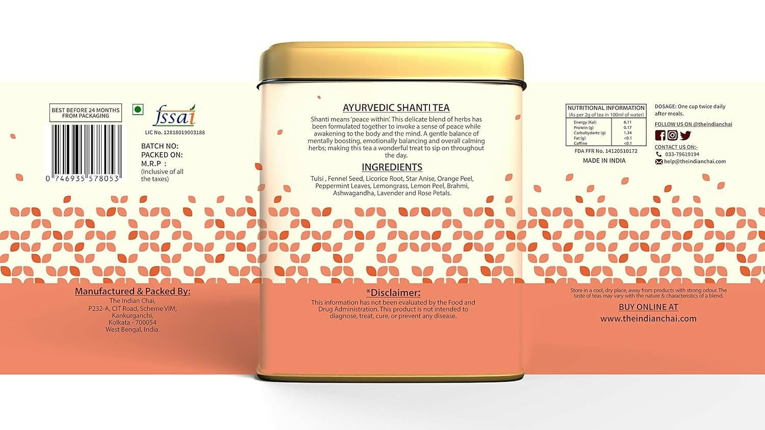 The Indian Chai - Ayurvedic Shanti Tea 
