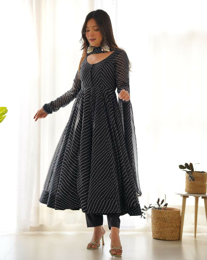 Joban Fashion Black Kurta Set Georgette Sequence Embroidery Work 