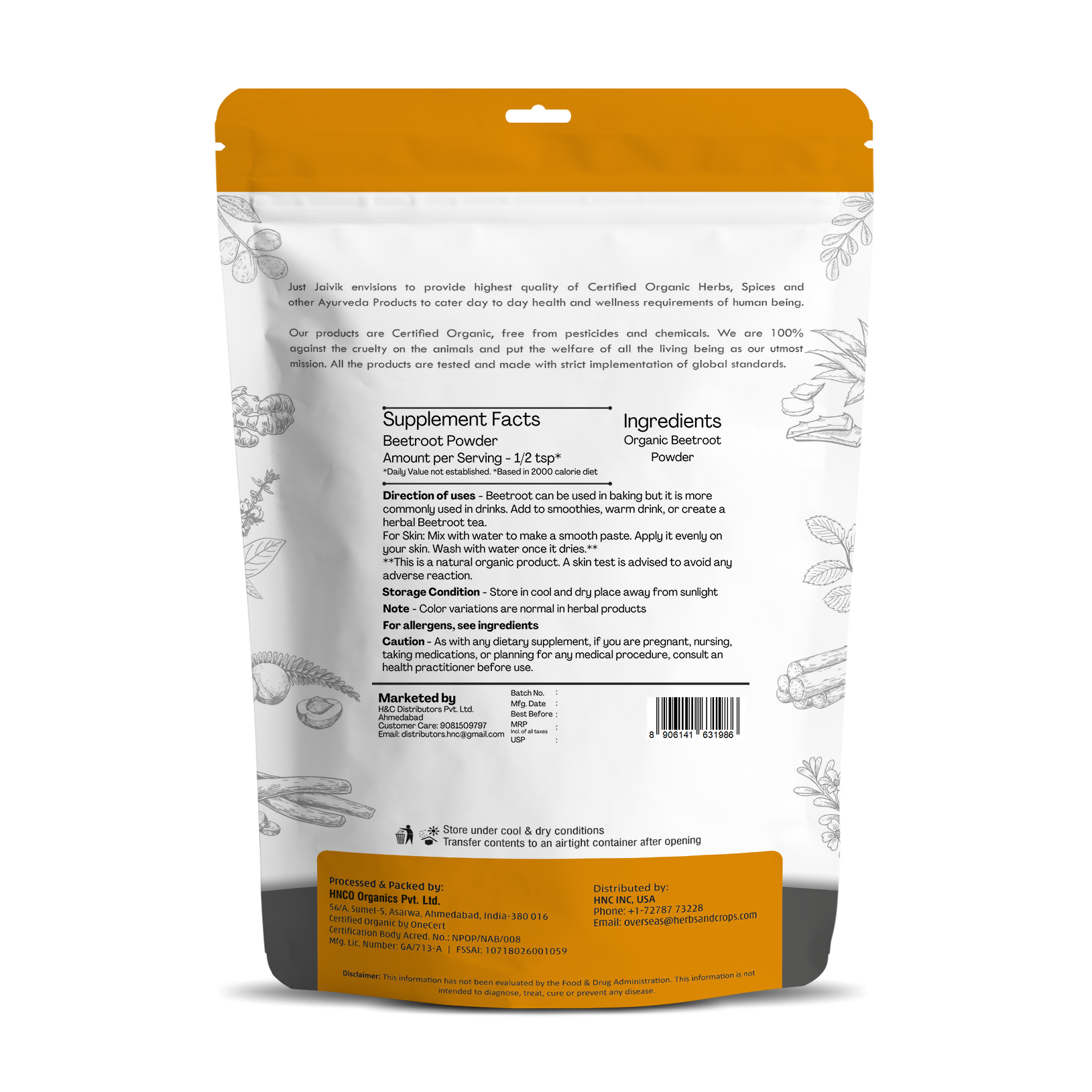 Just Jaivik Organic Beetroot Powder - Grab2buy