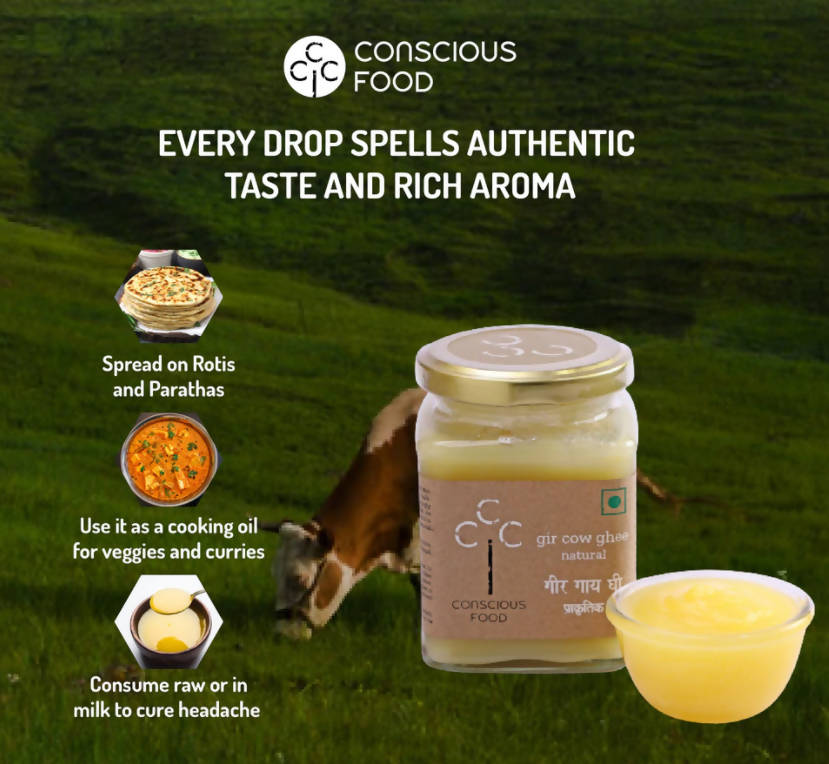 Conscious Food A2 Gir Cow Ghee (Bilona Preparation) | 100% Gir Cow Ghee | Homemade & Organic Ghee 