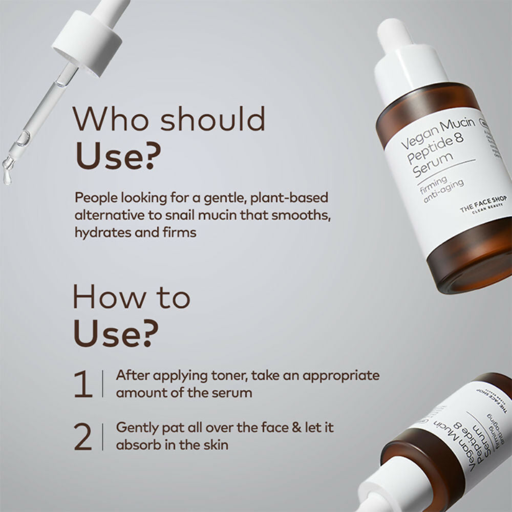 The Face Shop Alltimate Vegan Mucin Peptide 8 Serum - No Snails, Korean, Anti Aging, Hydrating  Grab2Buy The Face Shop Grab2Buy