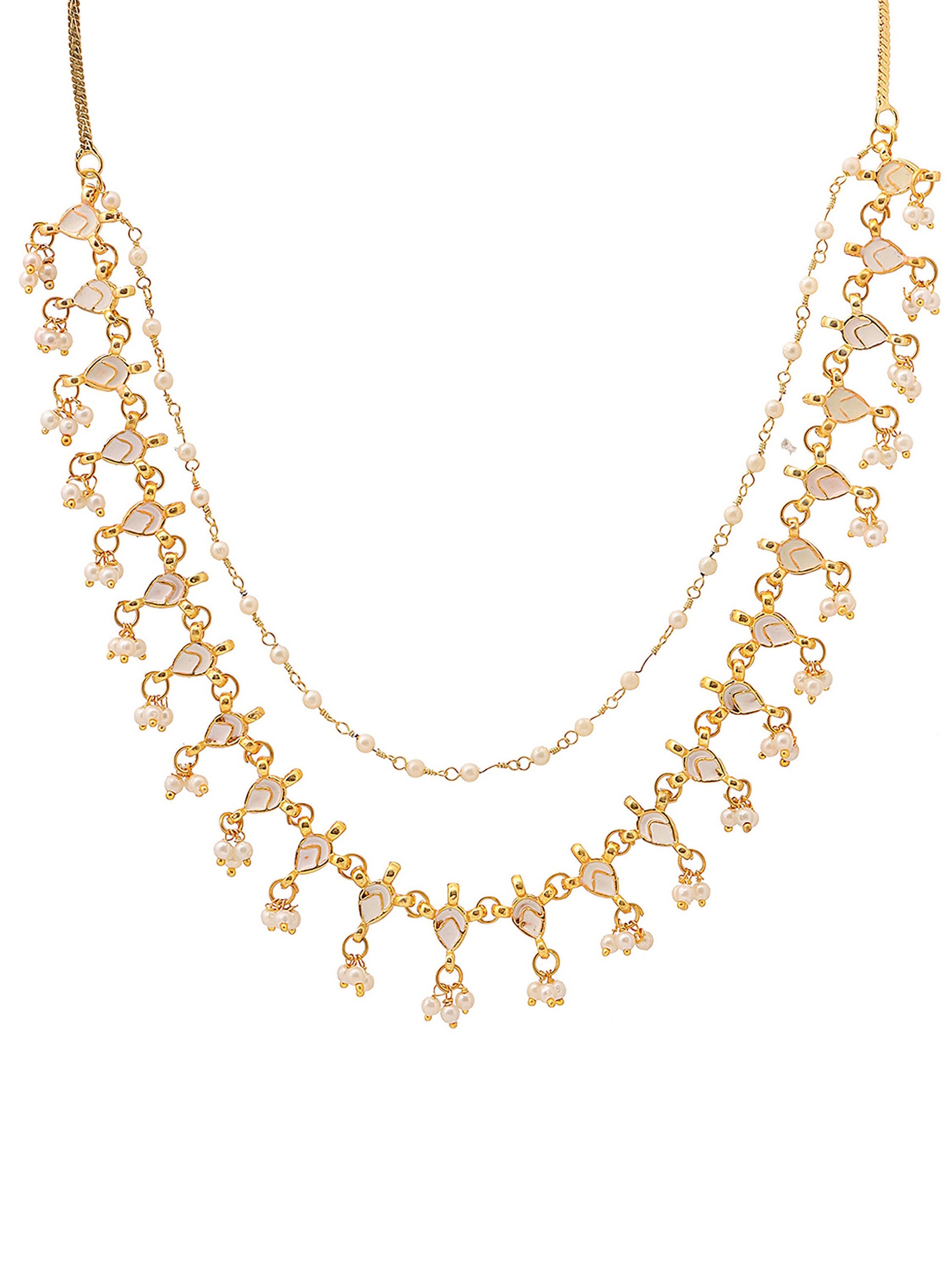 Ruby Raang Gold Kundan and Pearl Necklace