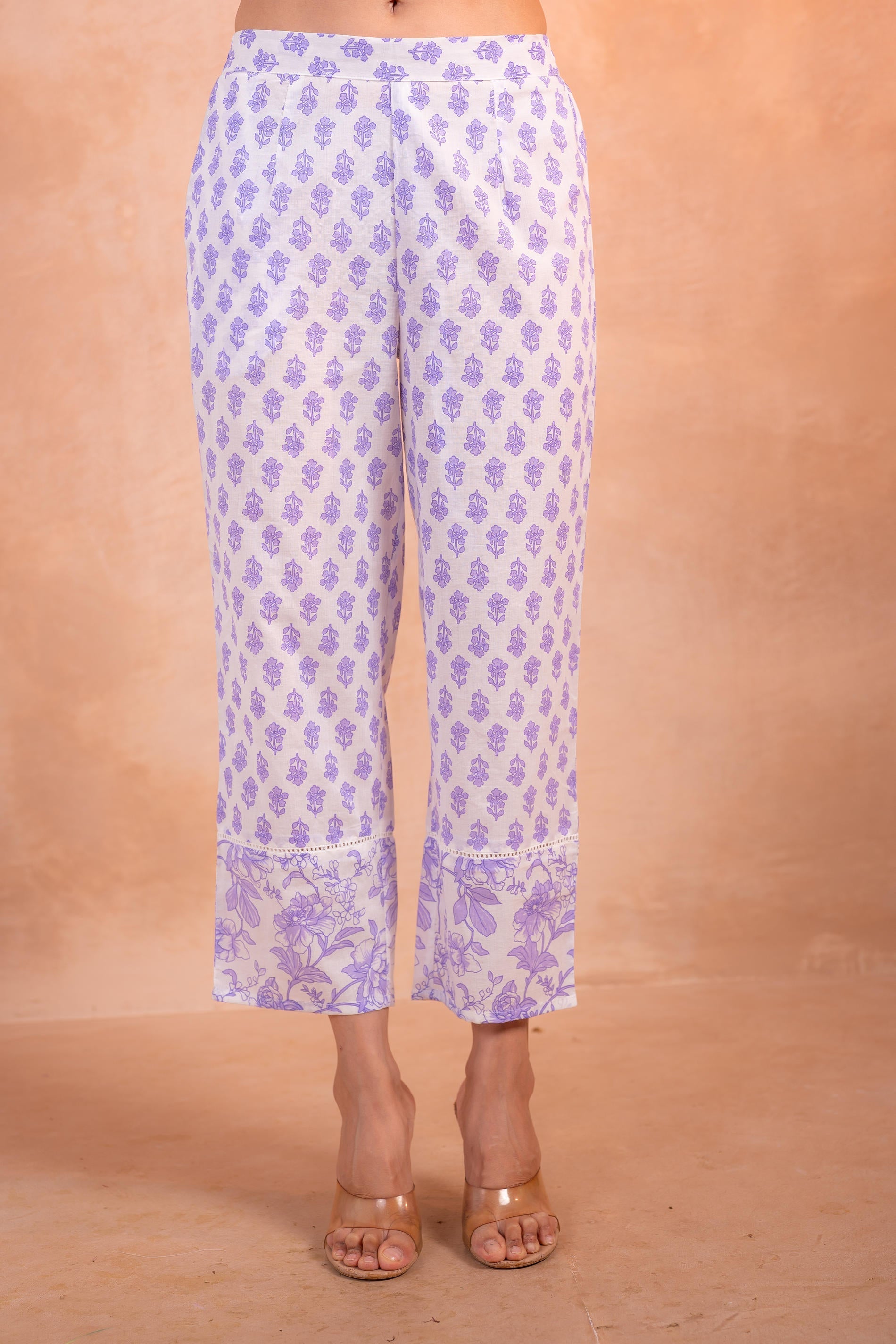 Juniper Lavender Whisper Floral Kurta Pant And Dupatta Set