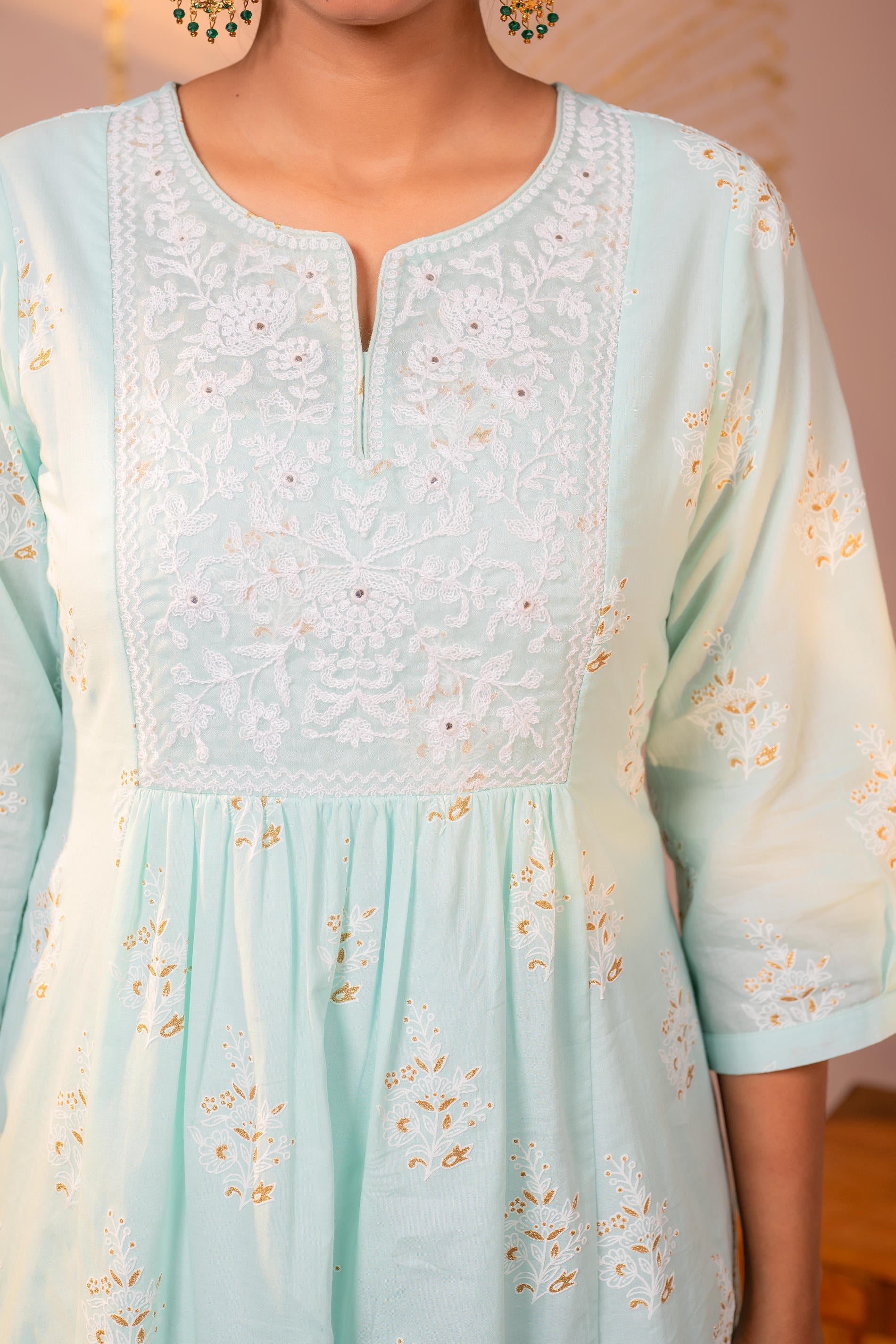 Juniper Ocean Aqua Embroidered Kurta