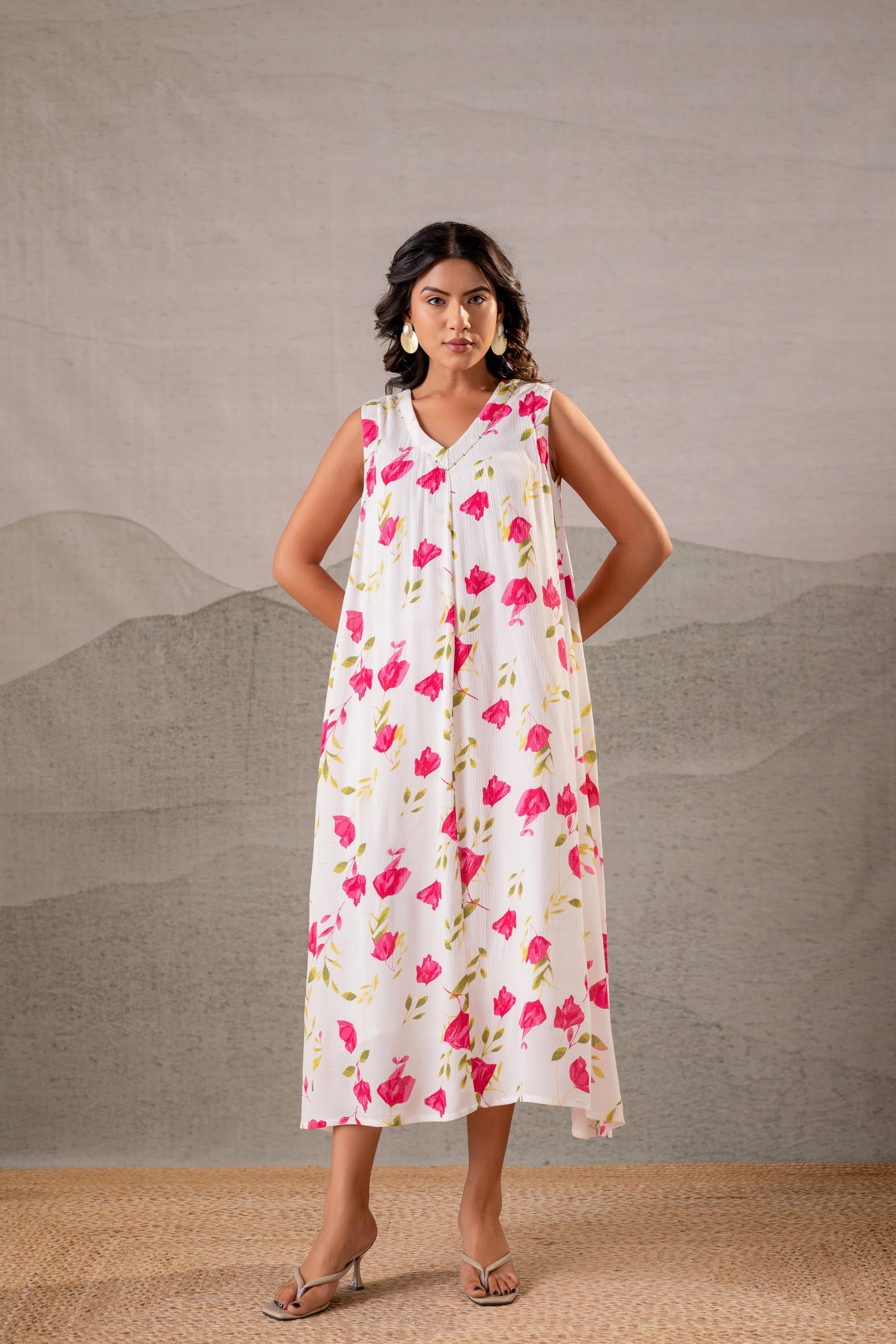 Juniper Gulbahar Off-White Floral Flared Kurta