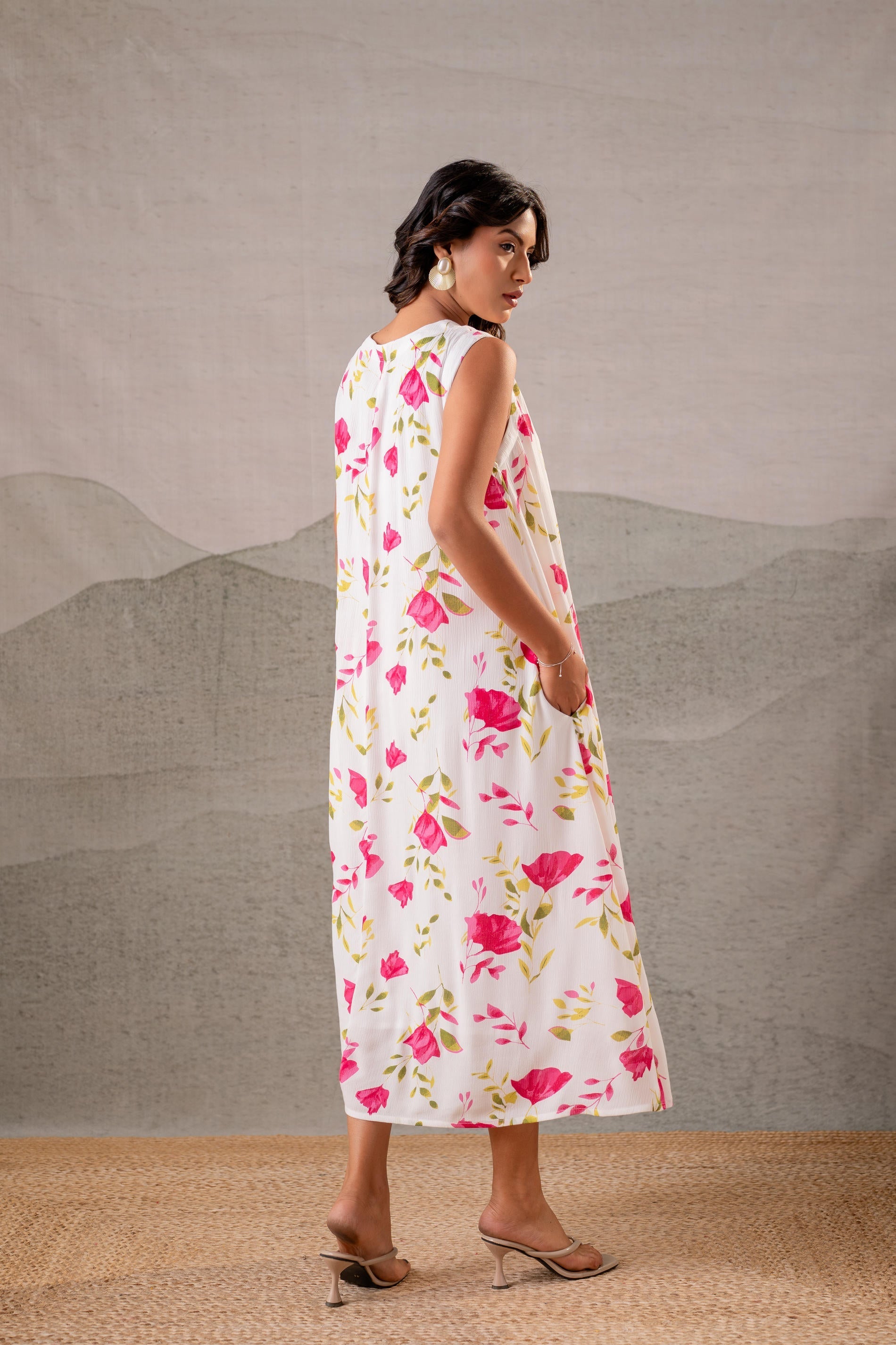 Juniper Gulbahar Off-White Floral Flared Kurta