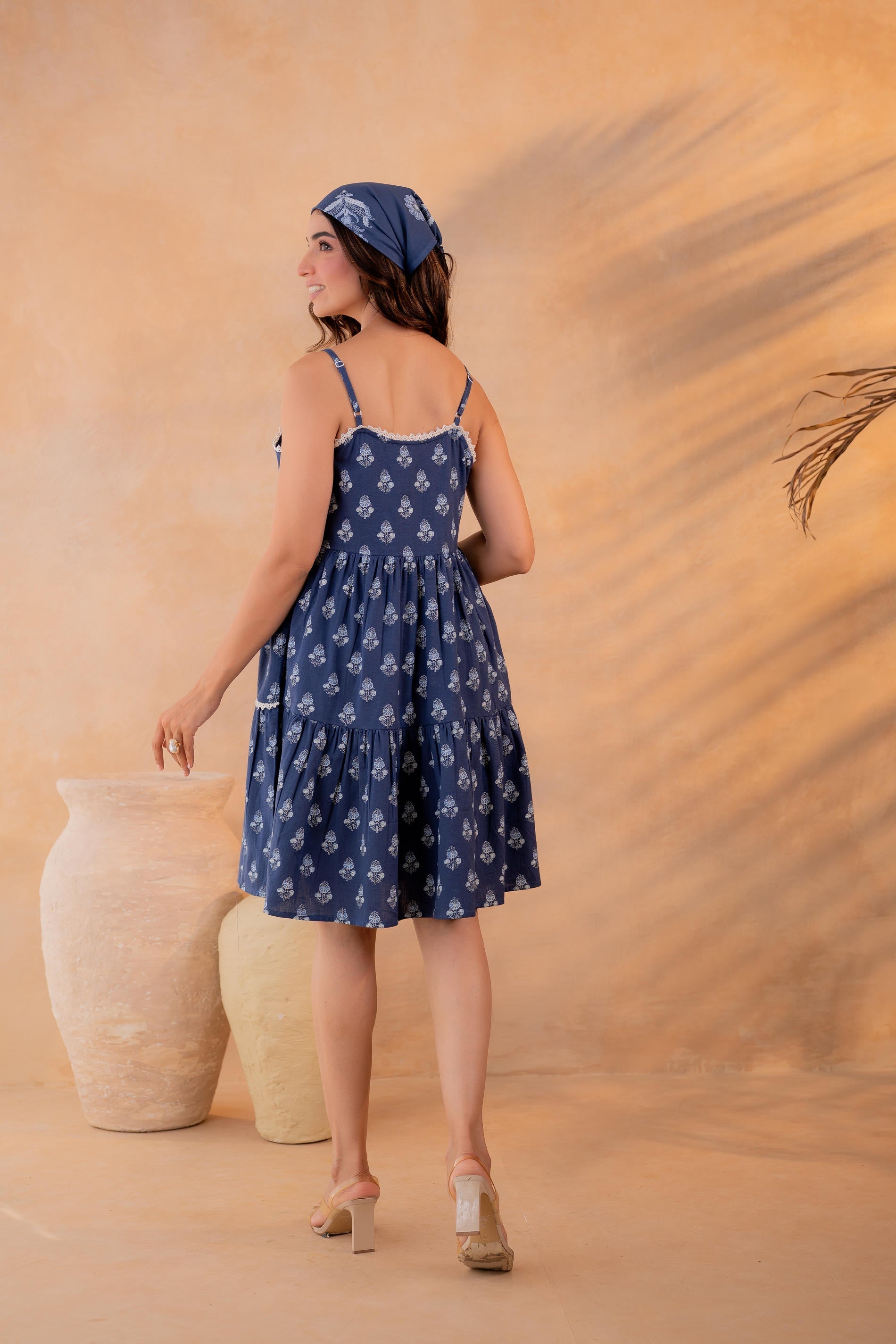 Juniper Neelika Indigo Tiered Mini Dress