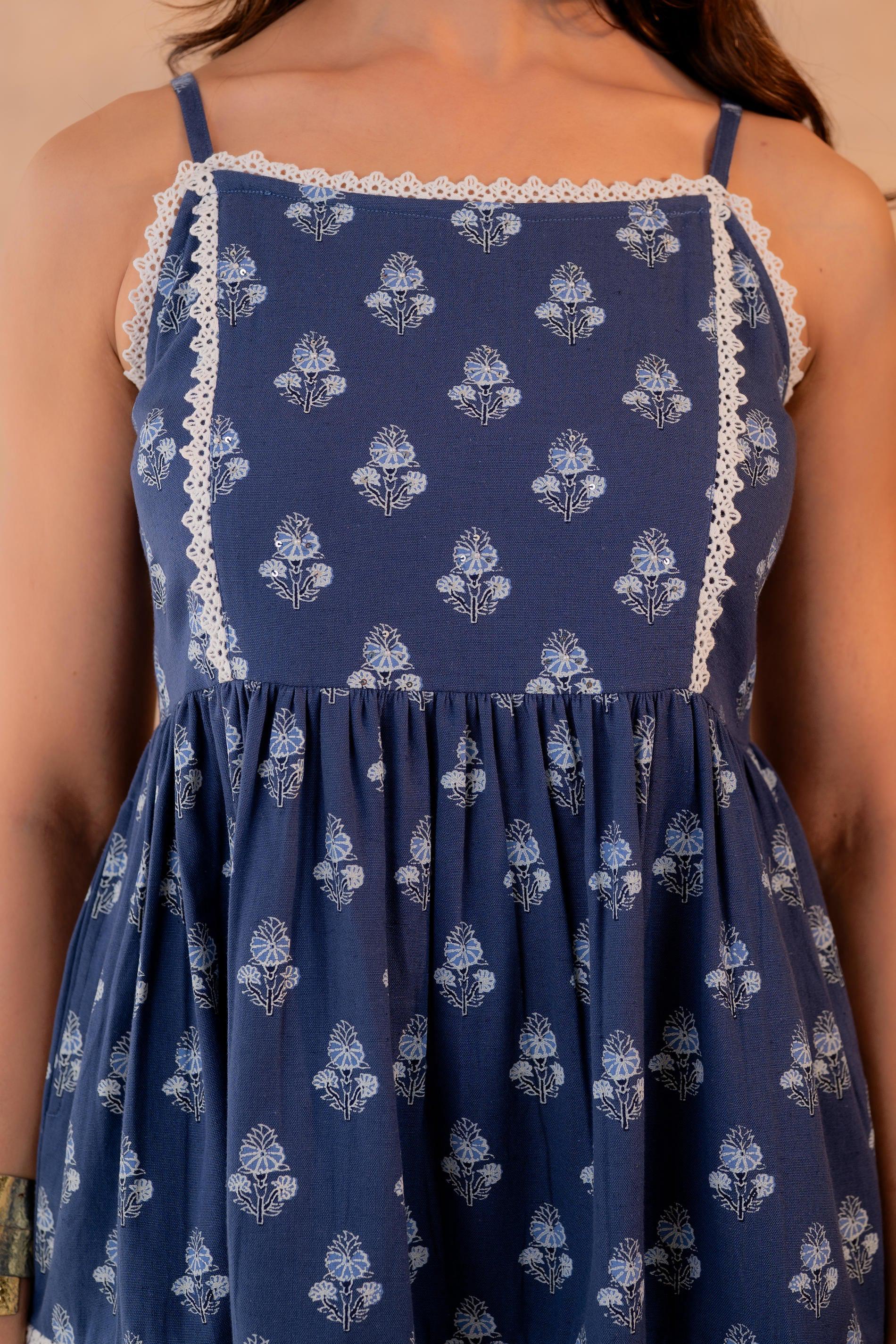 Juniper Neelika Indigo Tiered Mini Dress
