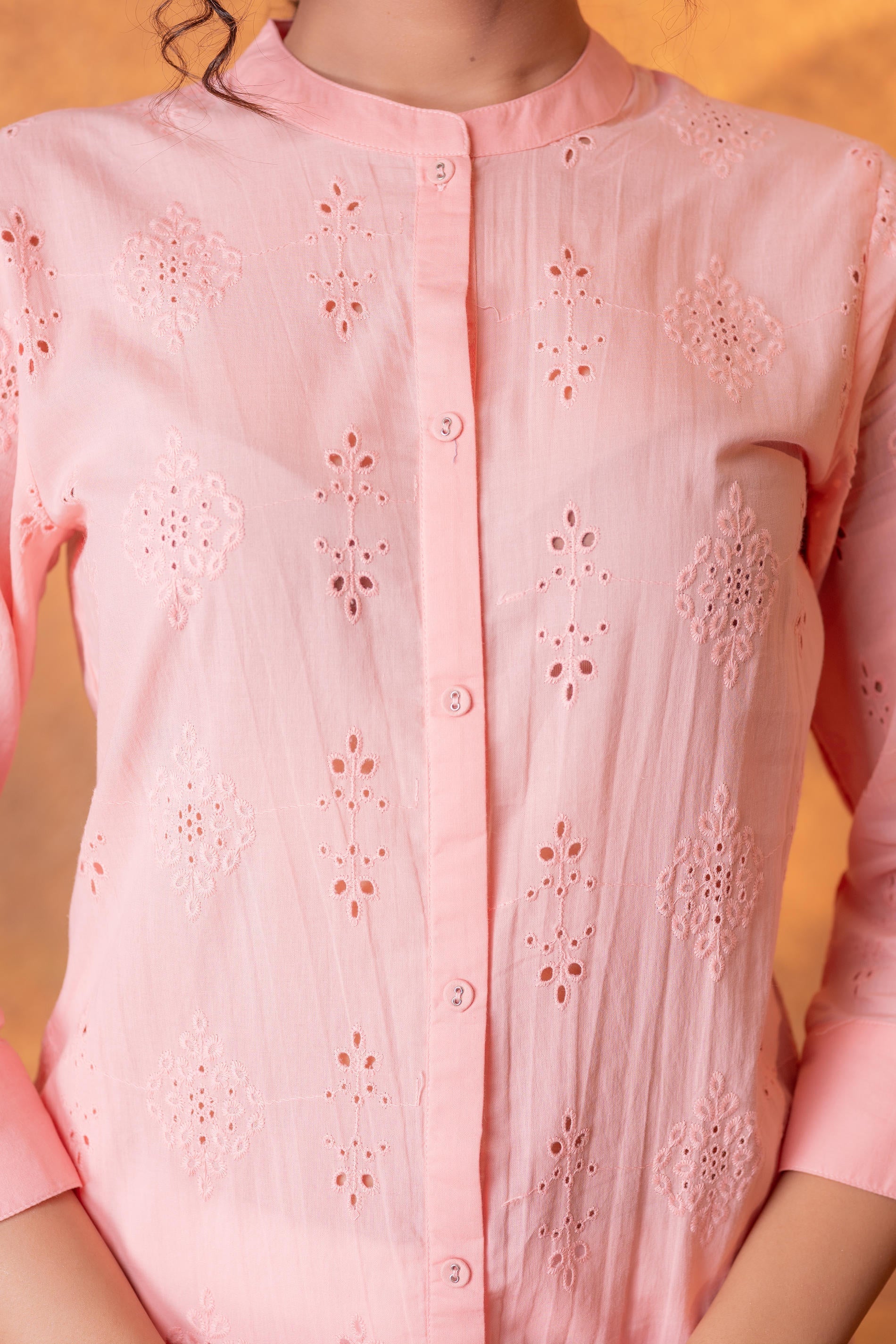 Juniper Peach Chikankari Kurta