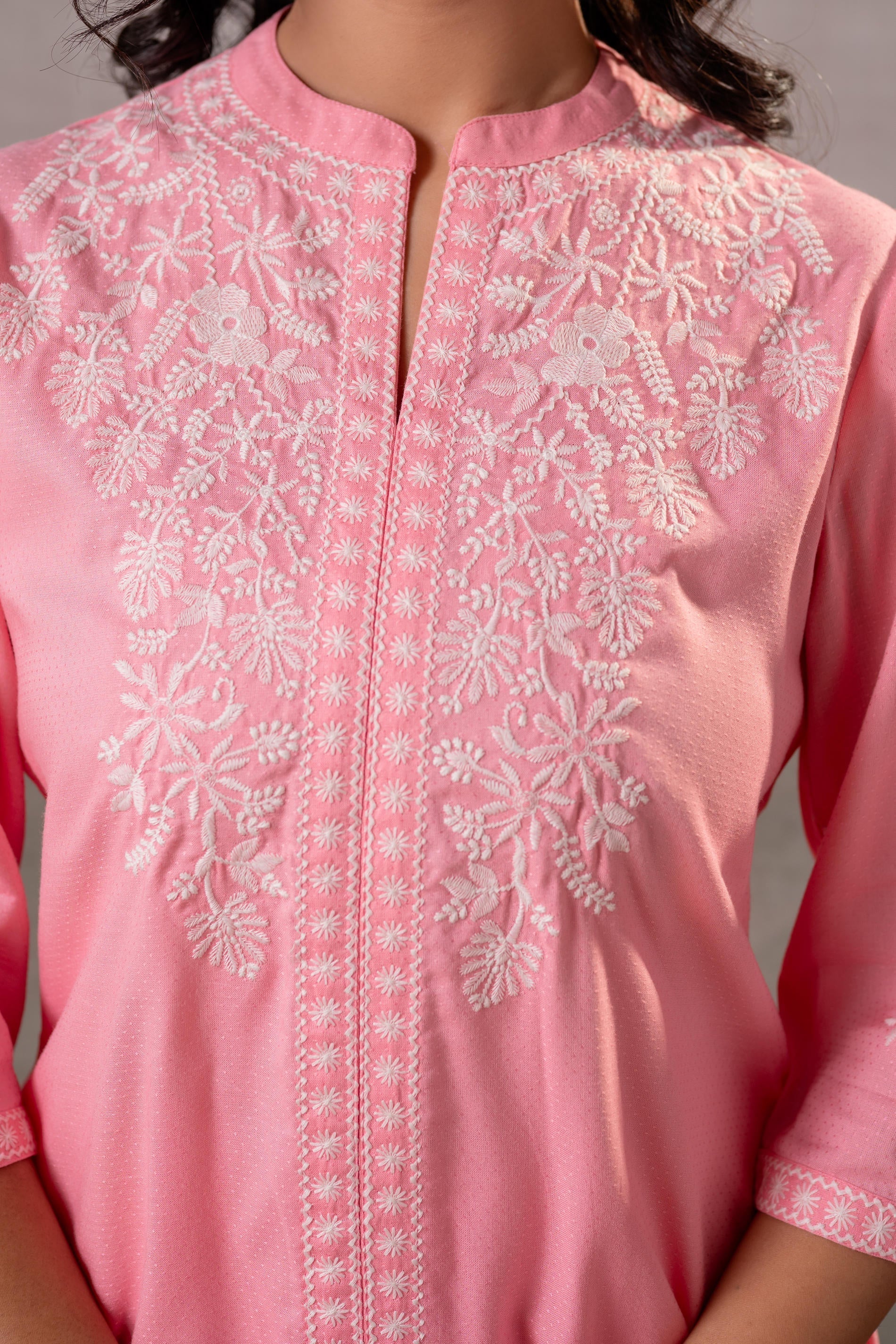 Juniper Peach Bloom Embroidered Co-Ord Set