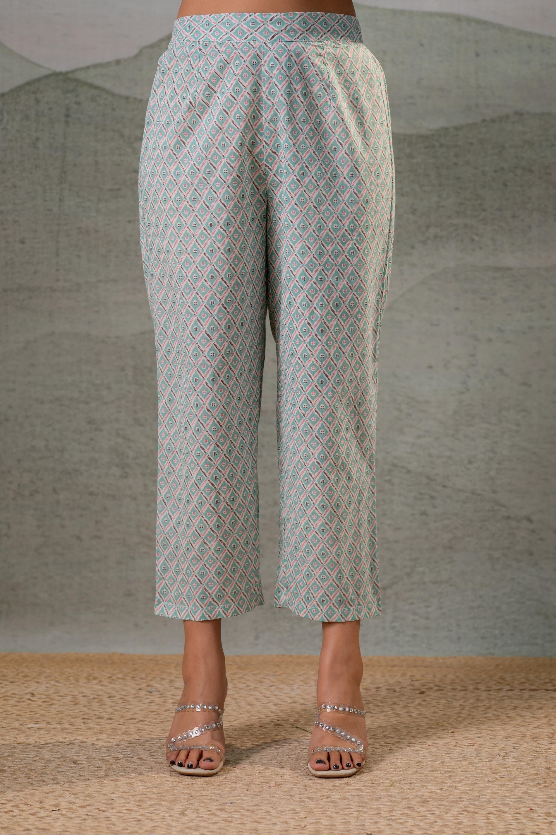 Juniper Mint Garden Harmony Kurta Pant And Dupatta Set