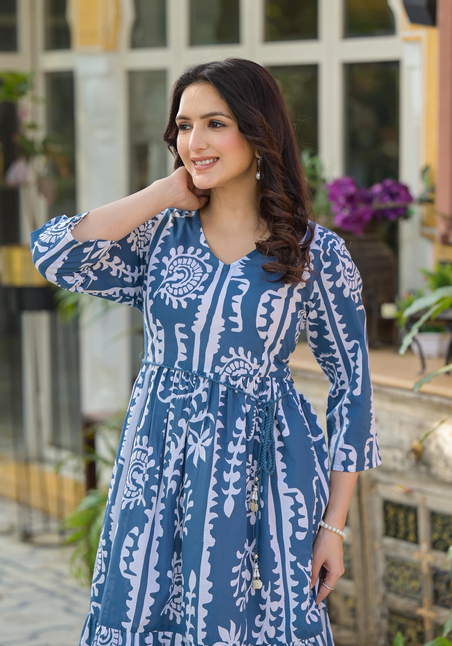Juniper Indigo Breeze Boho Printed Short Dress