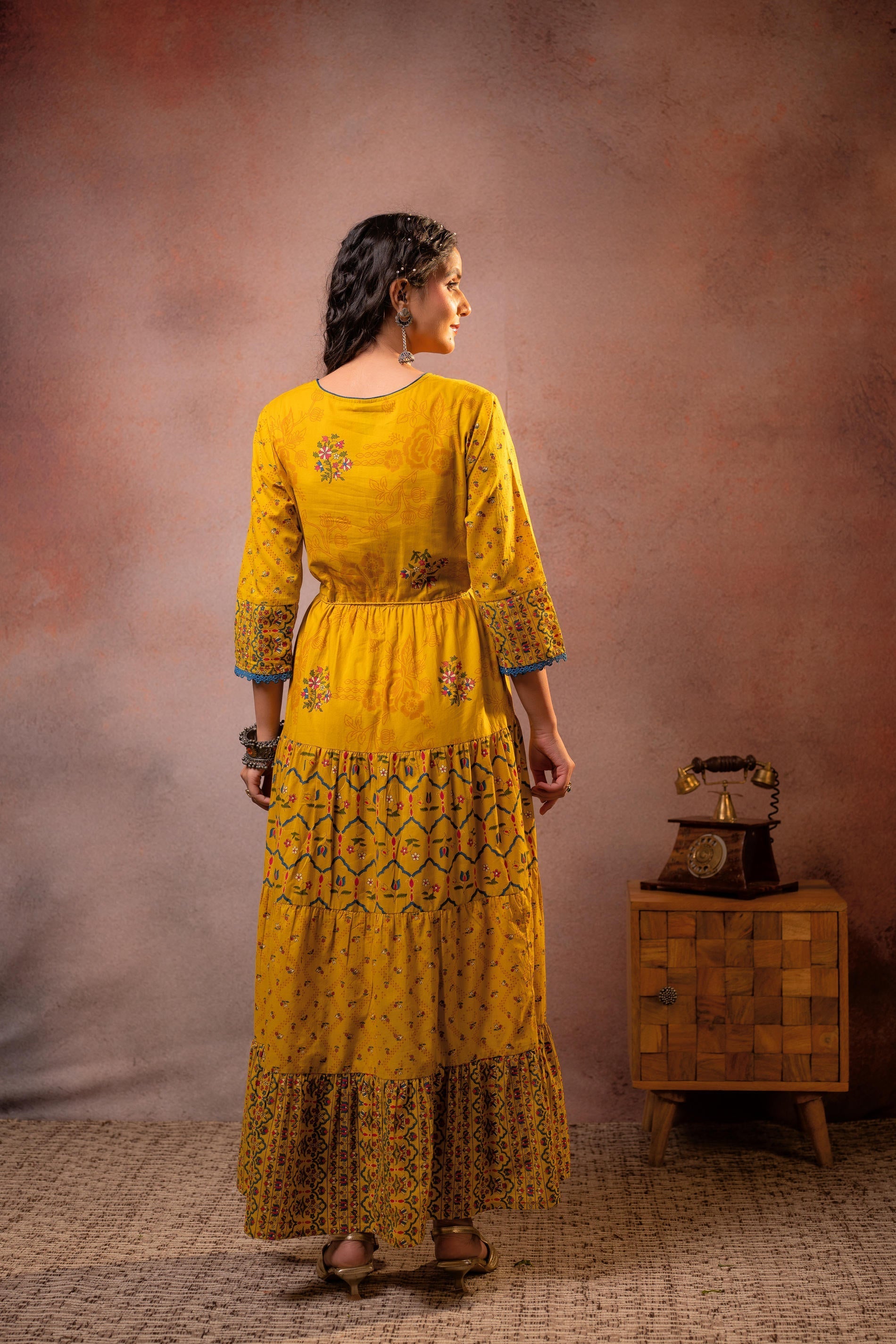 Juniper Rangriti Noor Mustard Handcrafted Boho Dress