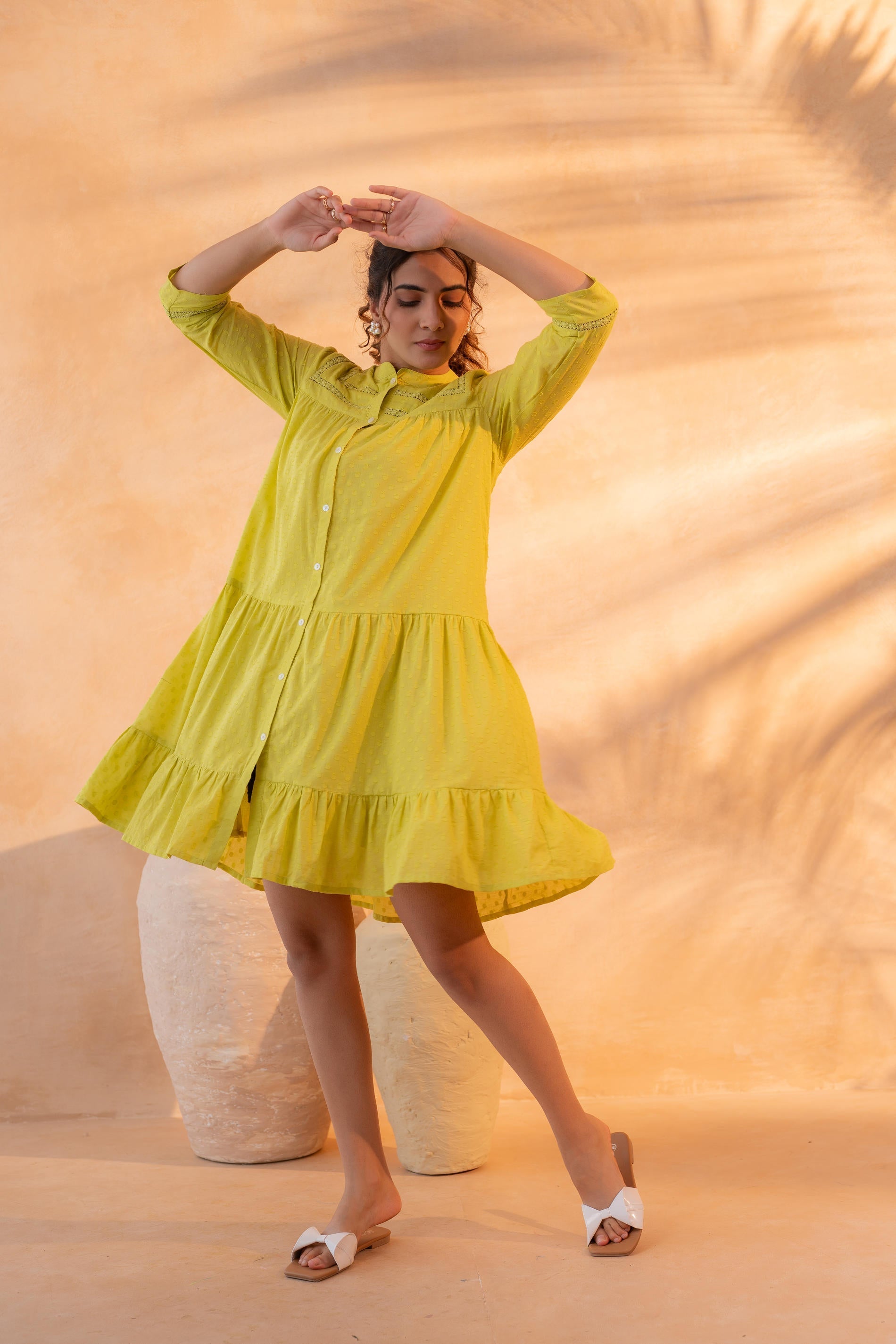 Juniper Zest Bloom Green Tiered Summer Dress