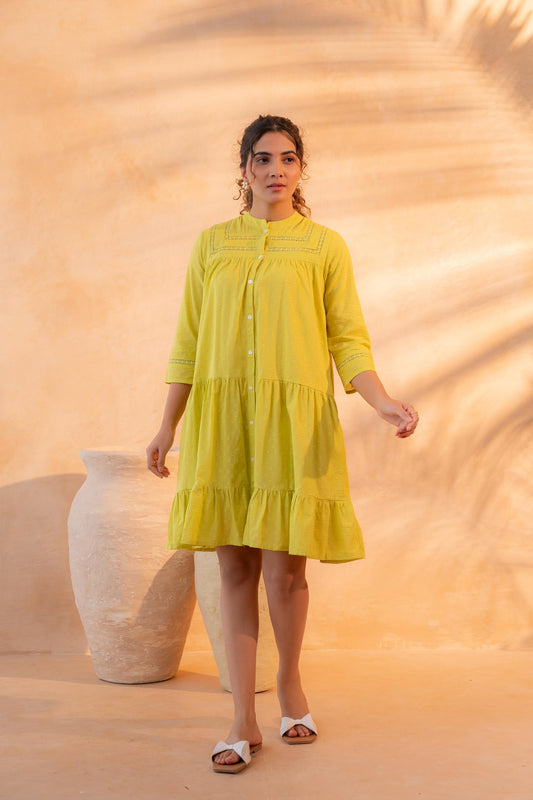 Juniper Zest Bloom Green Tiered Summer Dress