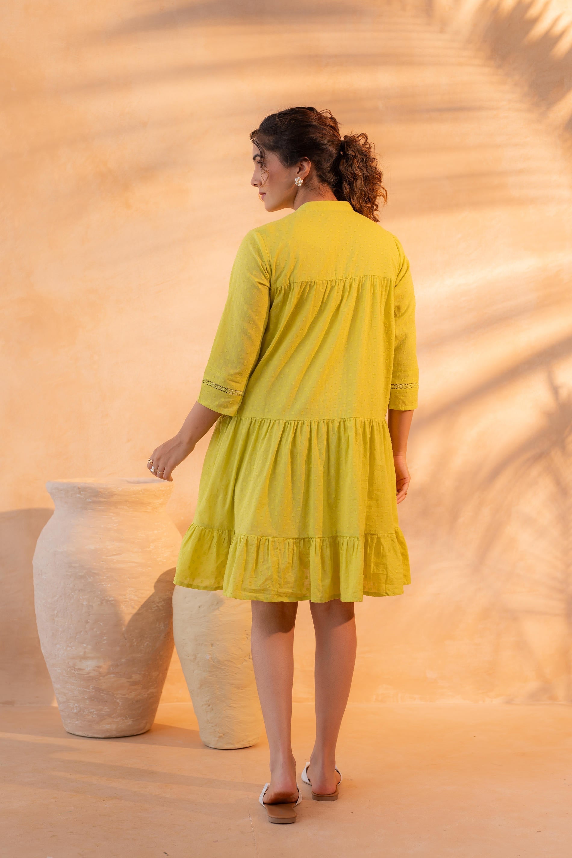 Juniper Zest Bloom Green Tiered Summer Dress