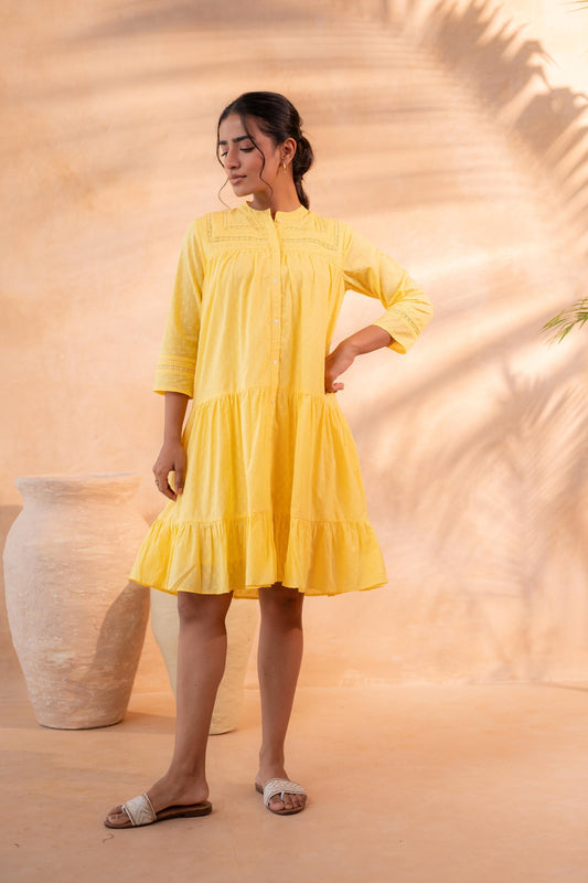 Juniper Zest Bloom Yellow Tiered Summer Dress