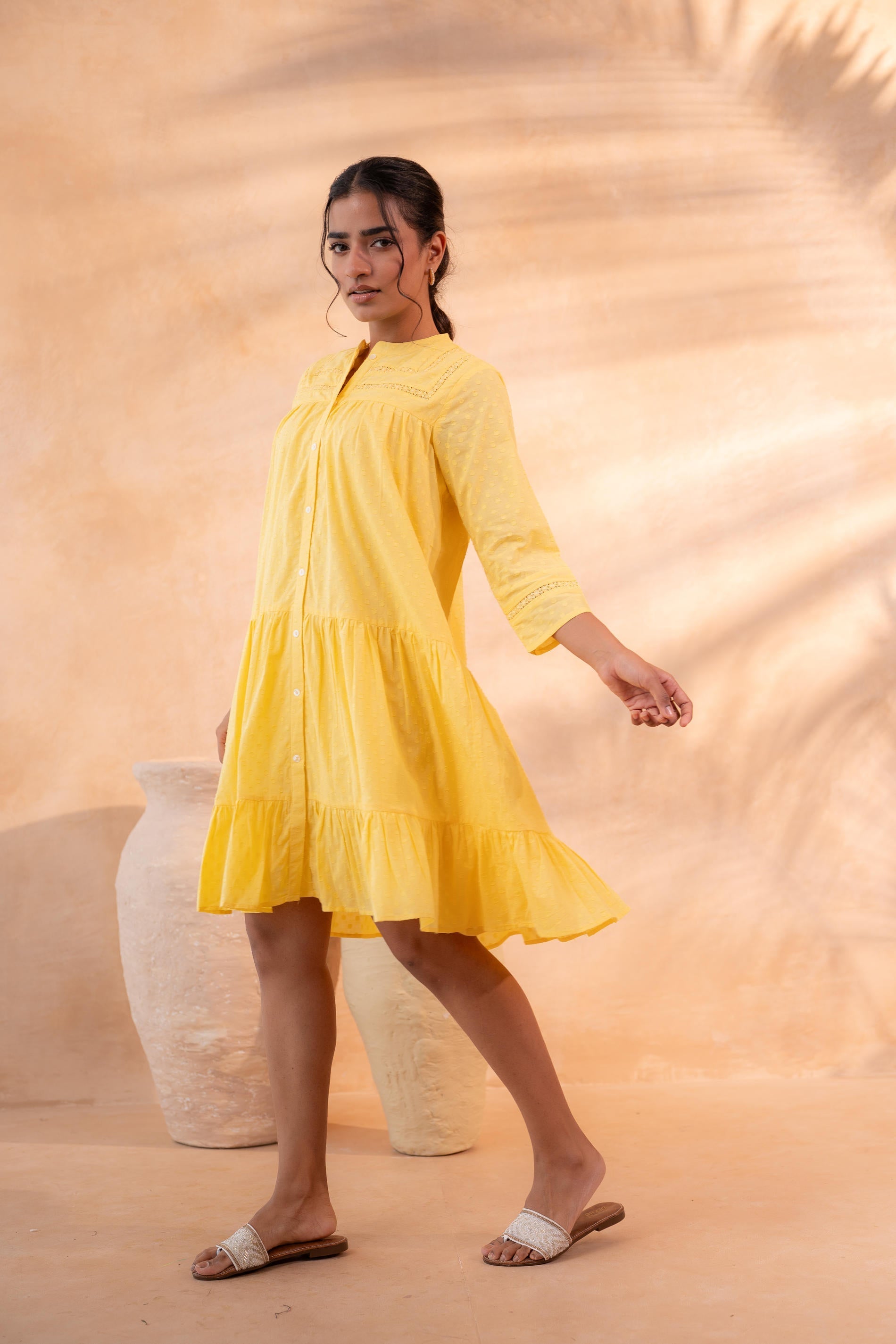 Juniper Zest Bloom Yellow Tiered Summer Dress