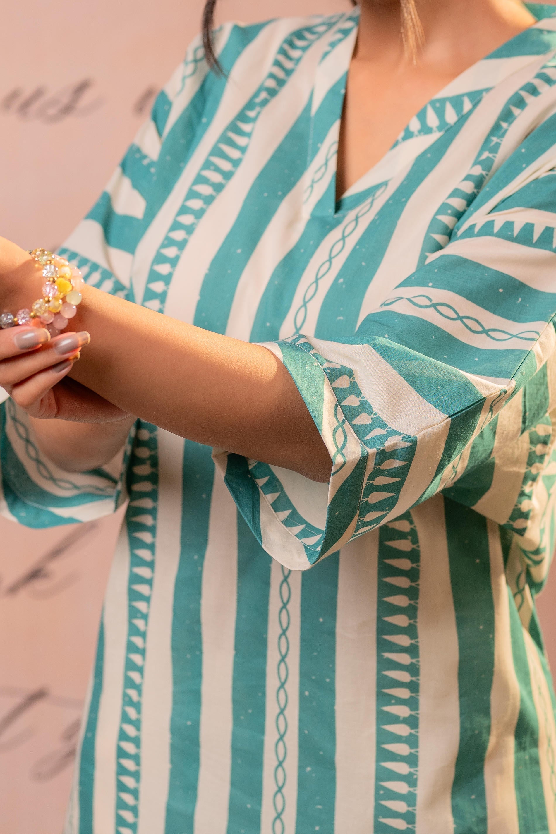 Juniper Teal Nomad Stripe Relaxed Kurta