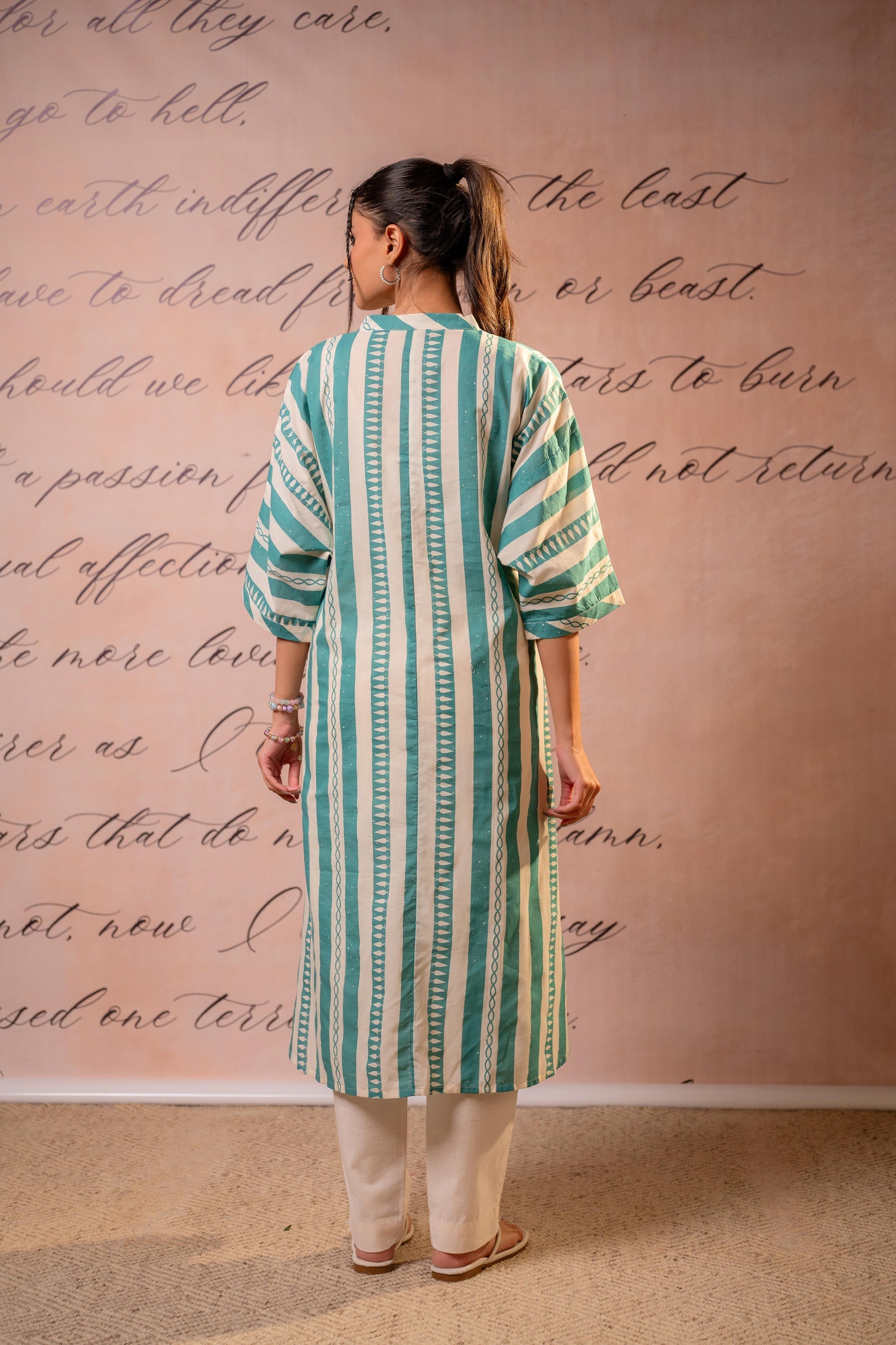 Juniper Teal Nomad Stripe Relaxed Kurta