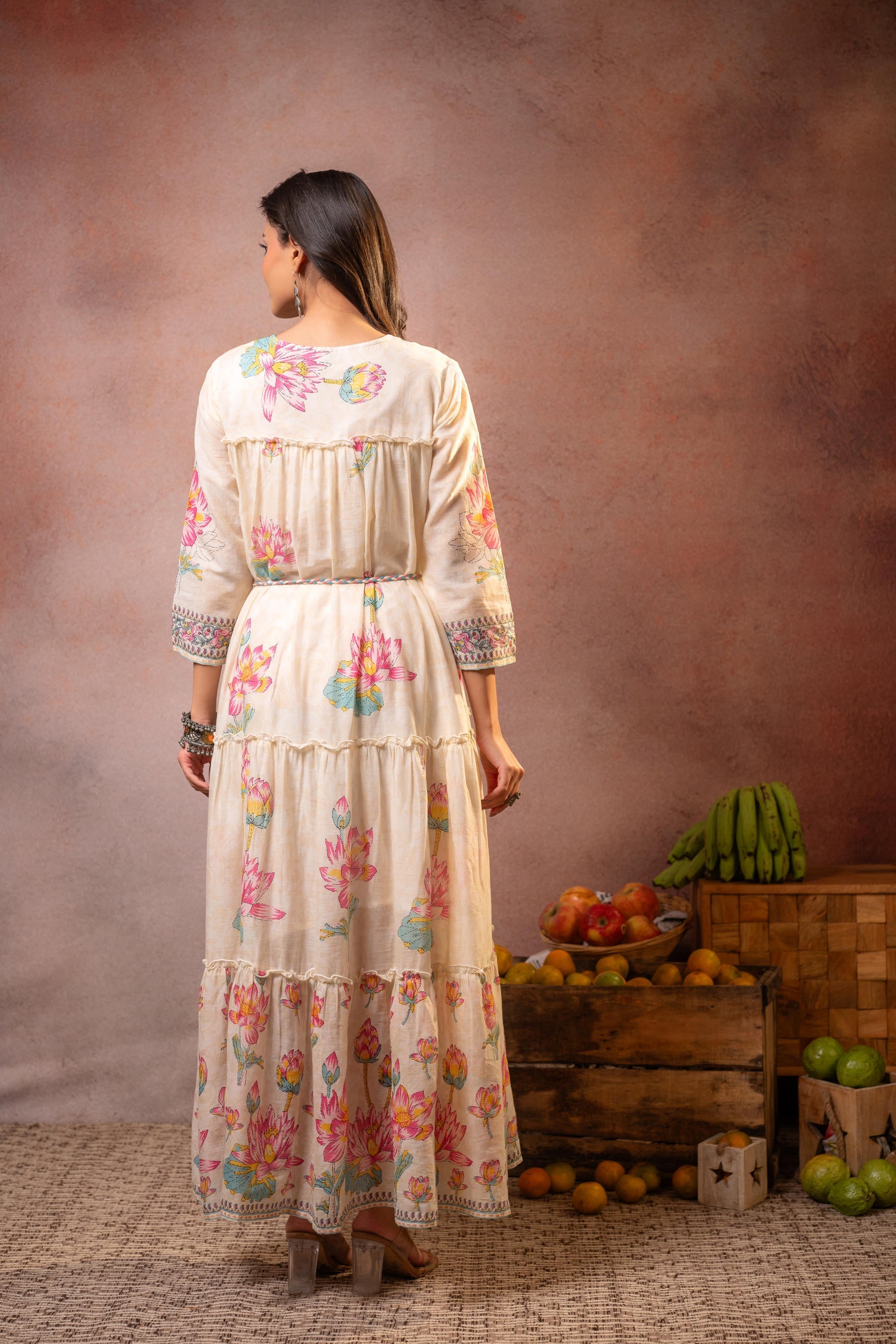 Juniper Ivory Gulbahar Tiered Boho Maxi Dress