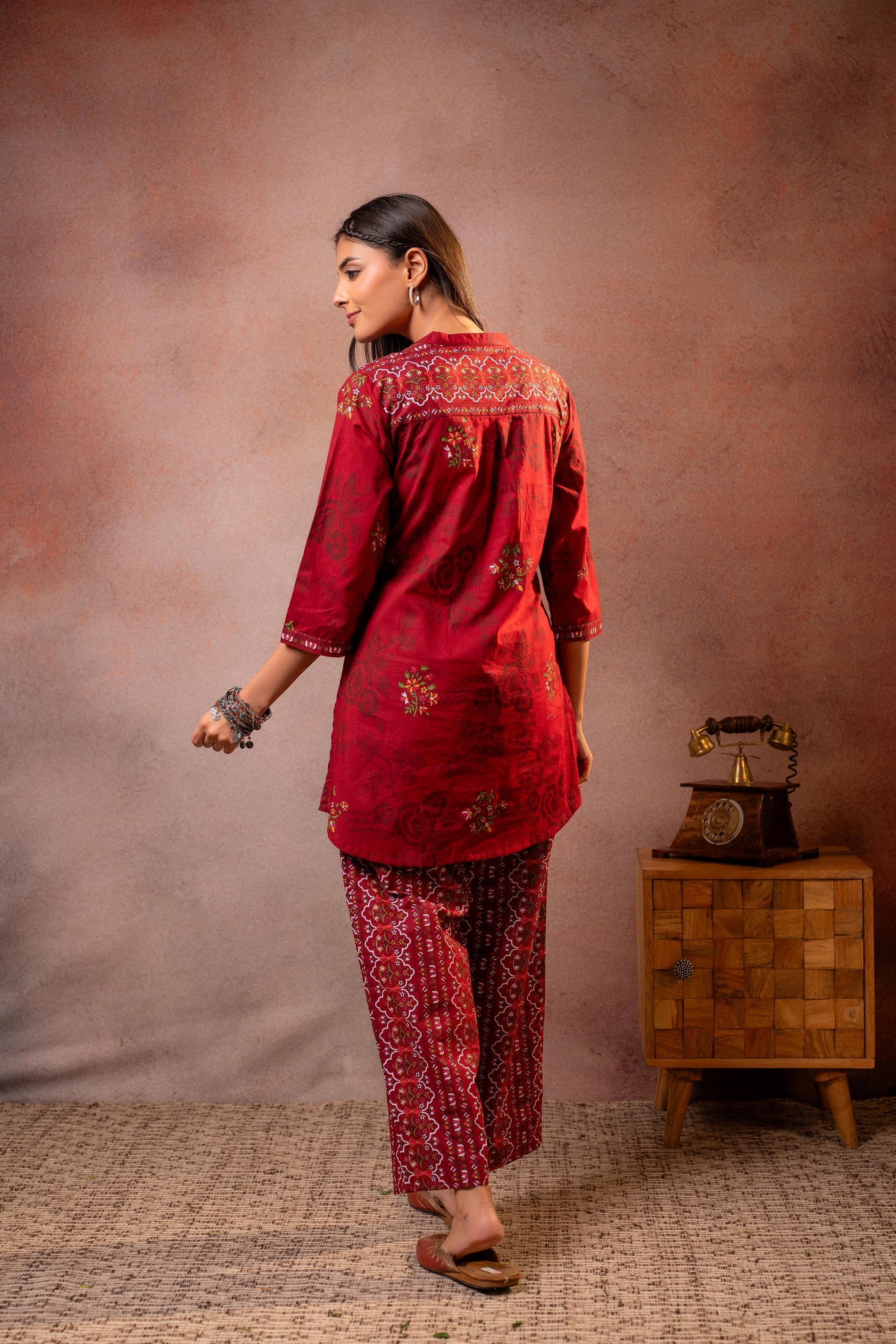 Juniper Maroon Blossom Printed Co-ord Set