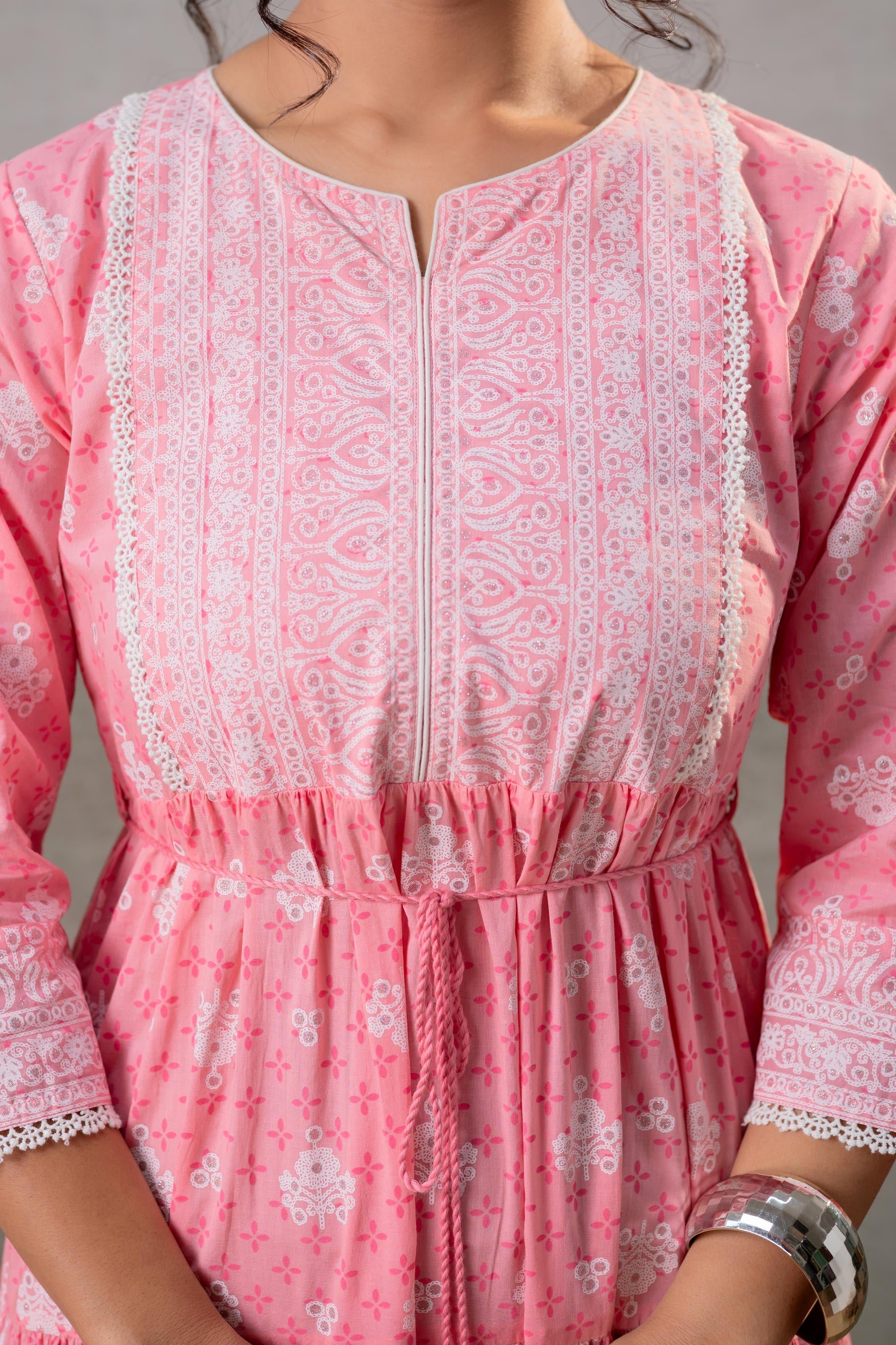 Juniper Baby Pink Tiered Anarkali Dress
