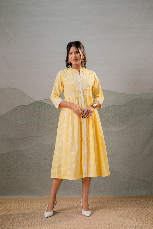 Juniper Genda Phool Gathered Anarkali Dress