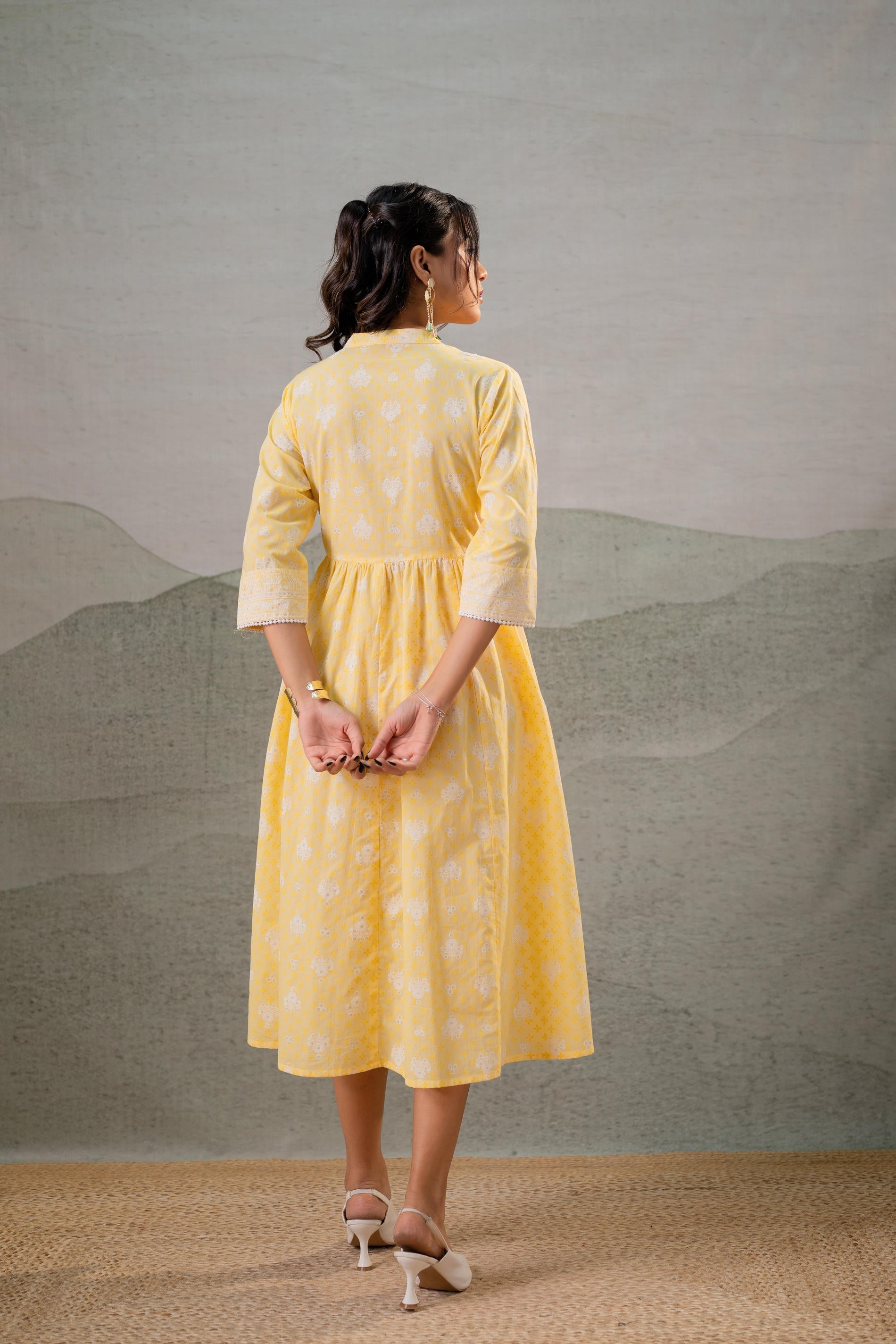 Juniper Genda Phool Gathered Anarkali Dress