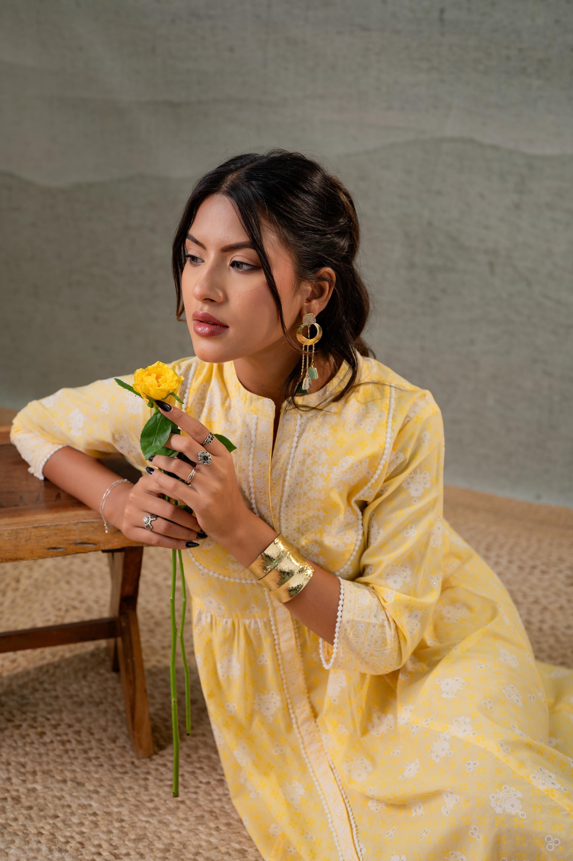 Juniper Genda Phool Gathered Anarkali Dress