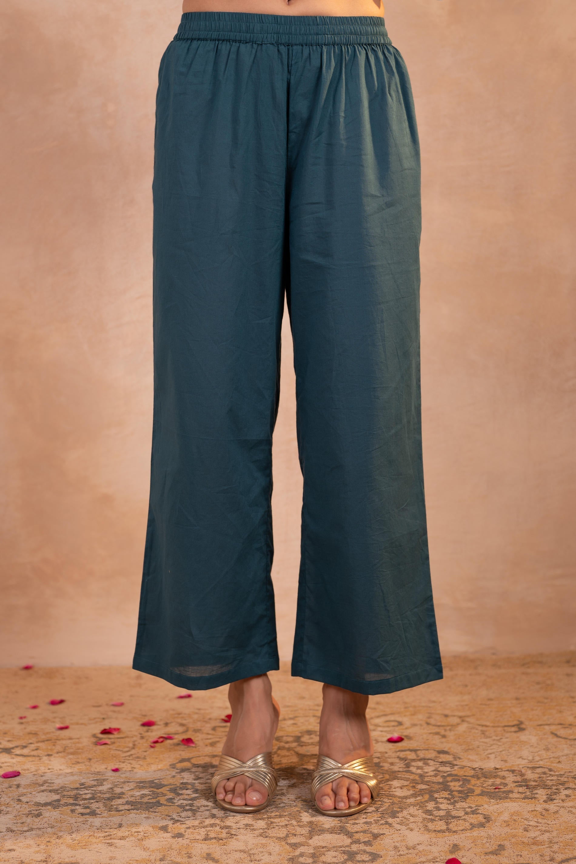 Juniper Teal Printed Kurta Pant And Dupatta Set