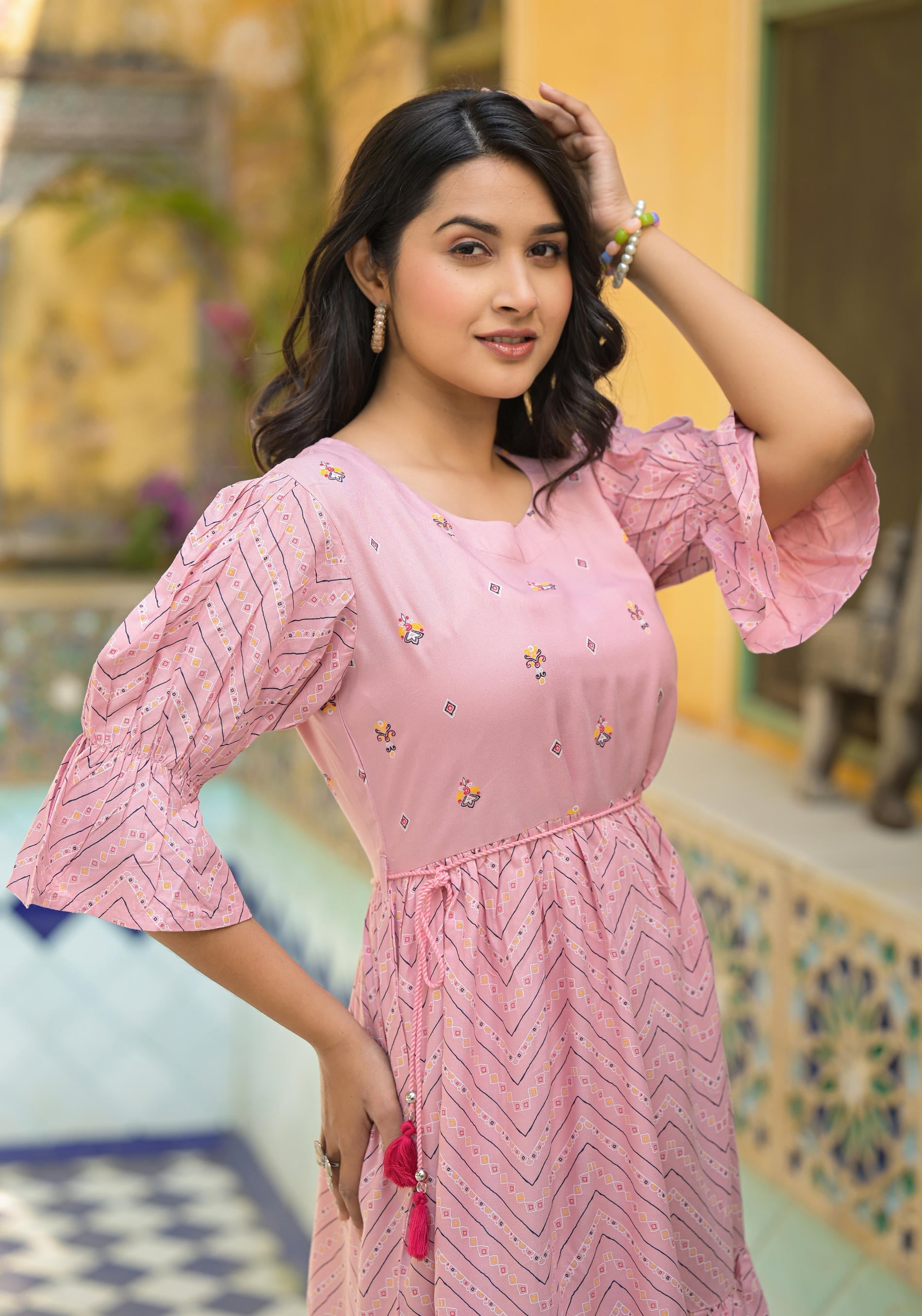 Juniper Blush Pink Bloom Fit & Flare Short Dress