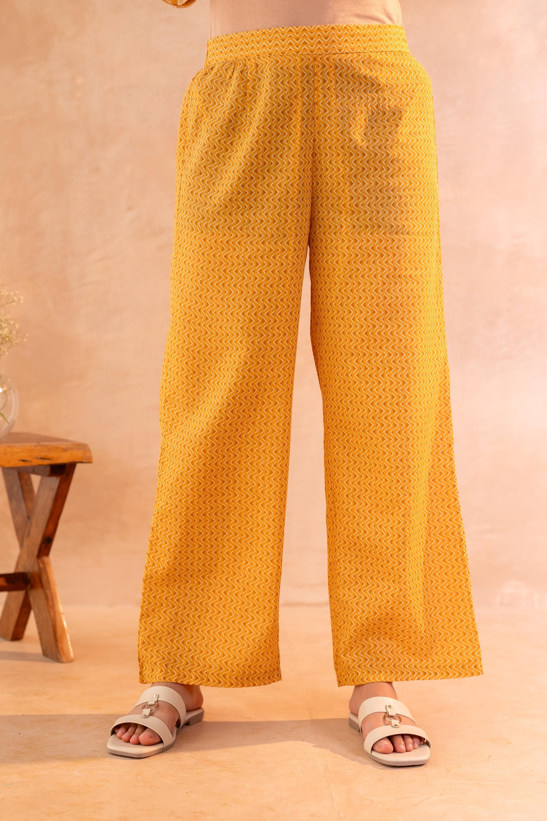Juniper Sunlit Bloom Mustard Kurta And Pant Set