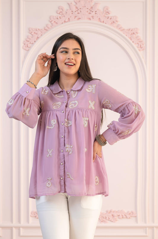Juniper Lavender Embroidered Cotton Kurta with Pant 