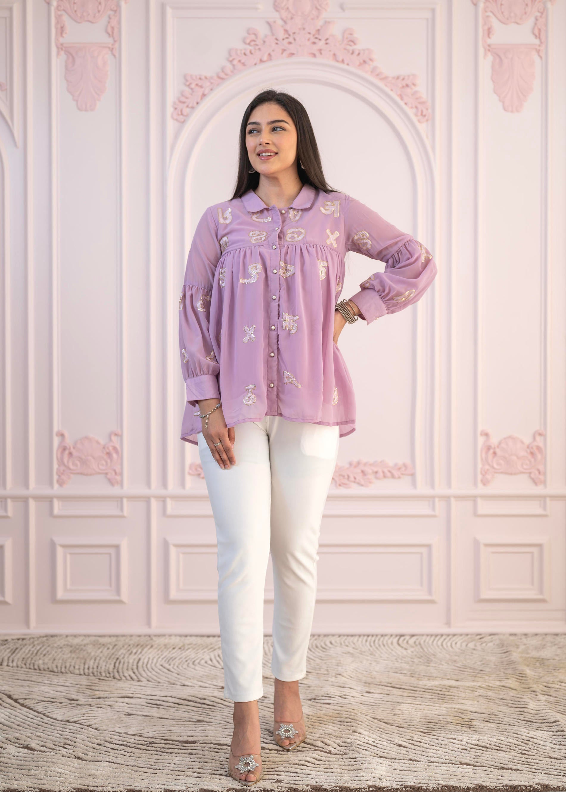 Juniper Lavender Embroidered Cotton Kurta with Pant 