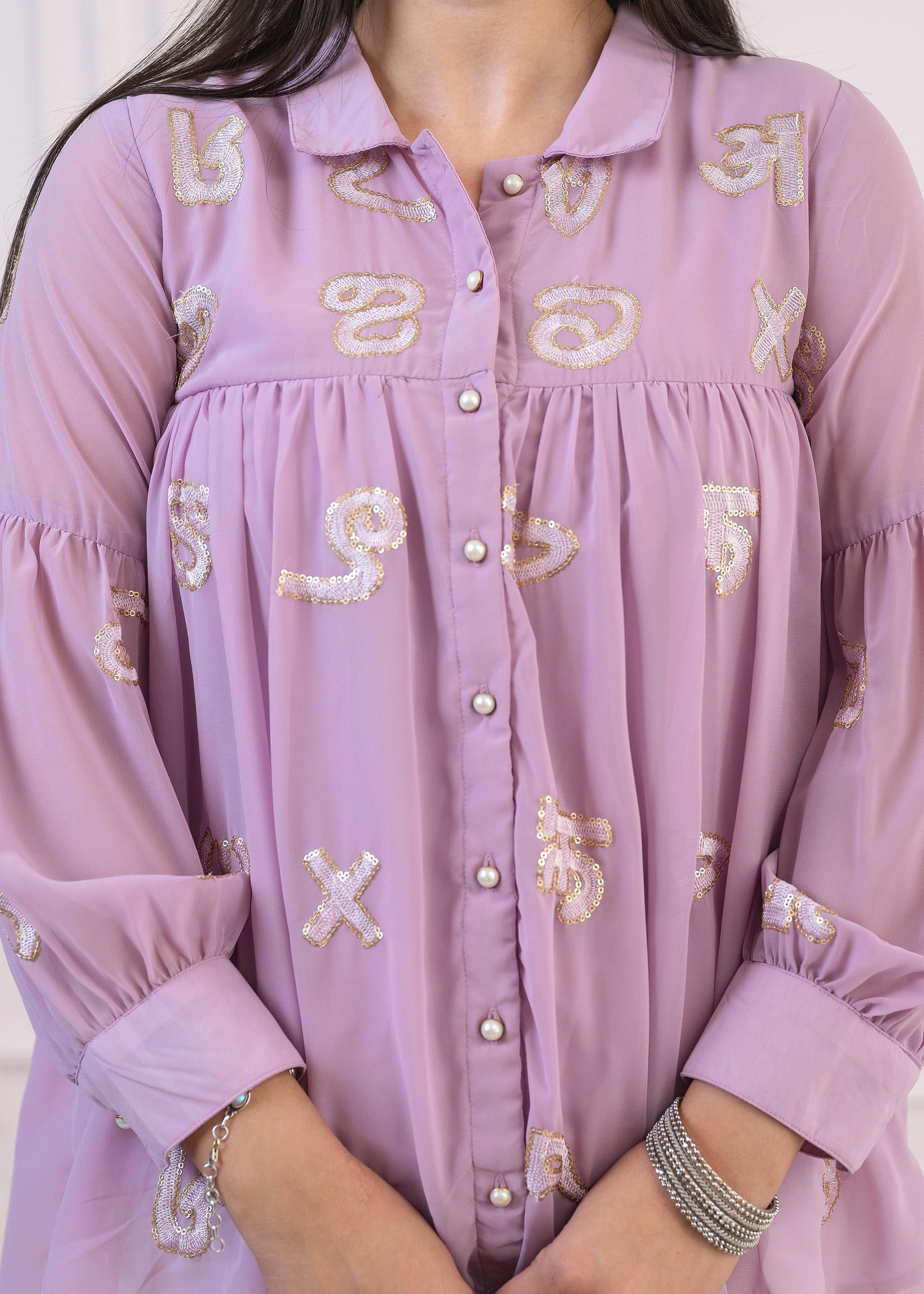 Juniper Lavender Embroidered Cotton Kurta with Pant 